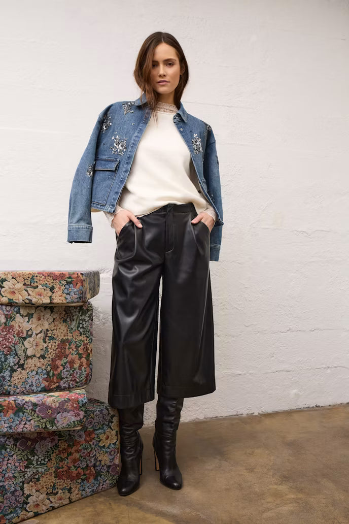 OUI BLACK PLEAT-FRONT TROUSERS 94127 9990 226