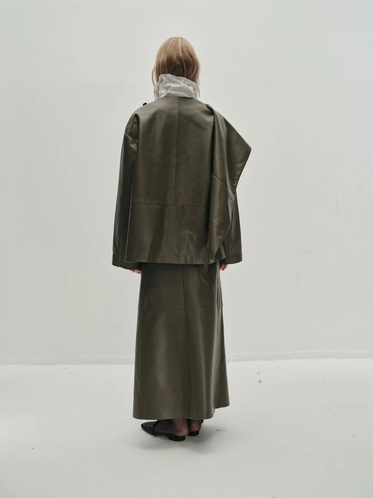 VIKTORIA CHAN ARAKI GREEN LEATHER SKIRT 225
