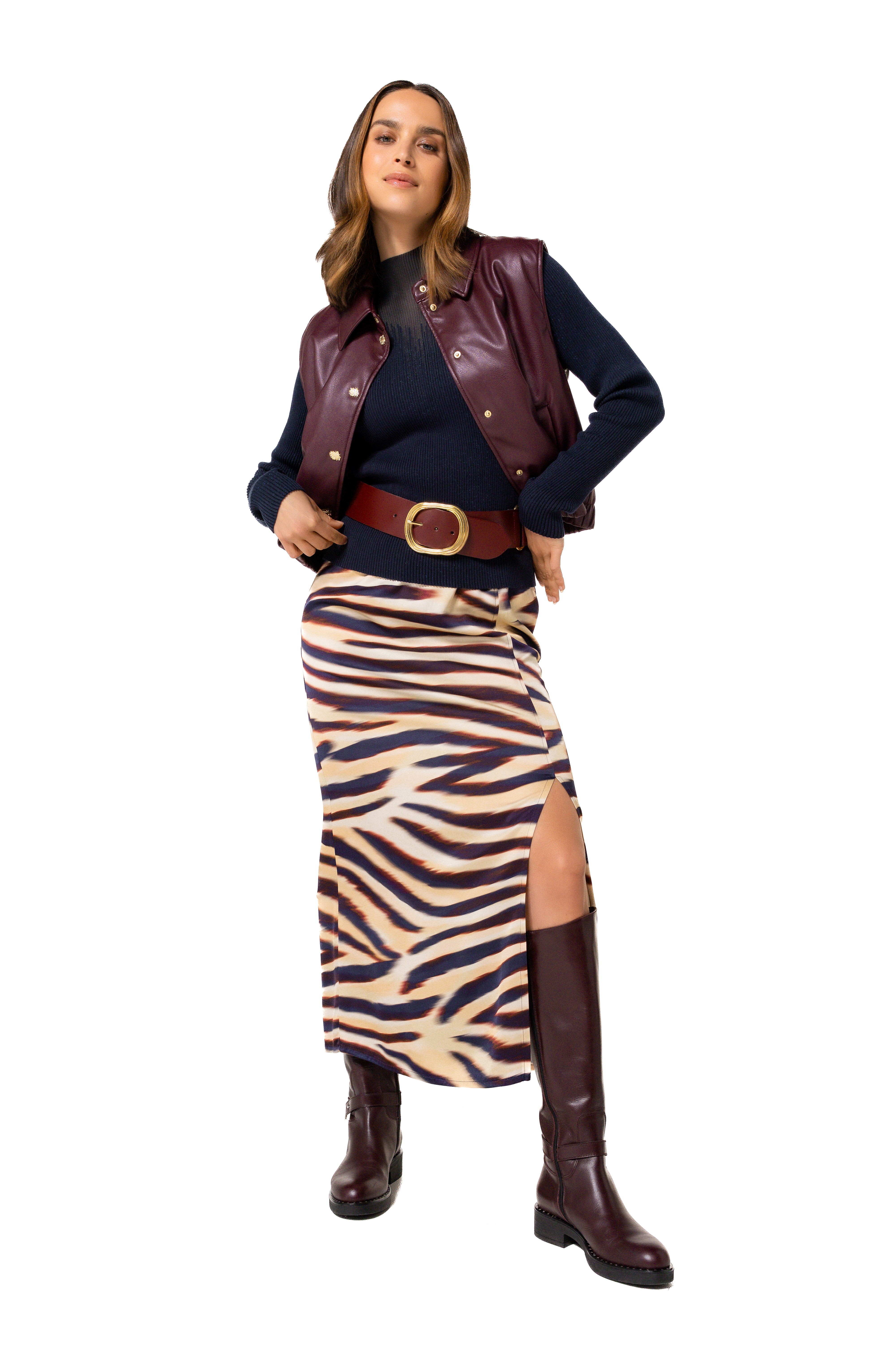 CAROLINE BISS WINE LEATHER GILET 4805 225