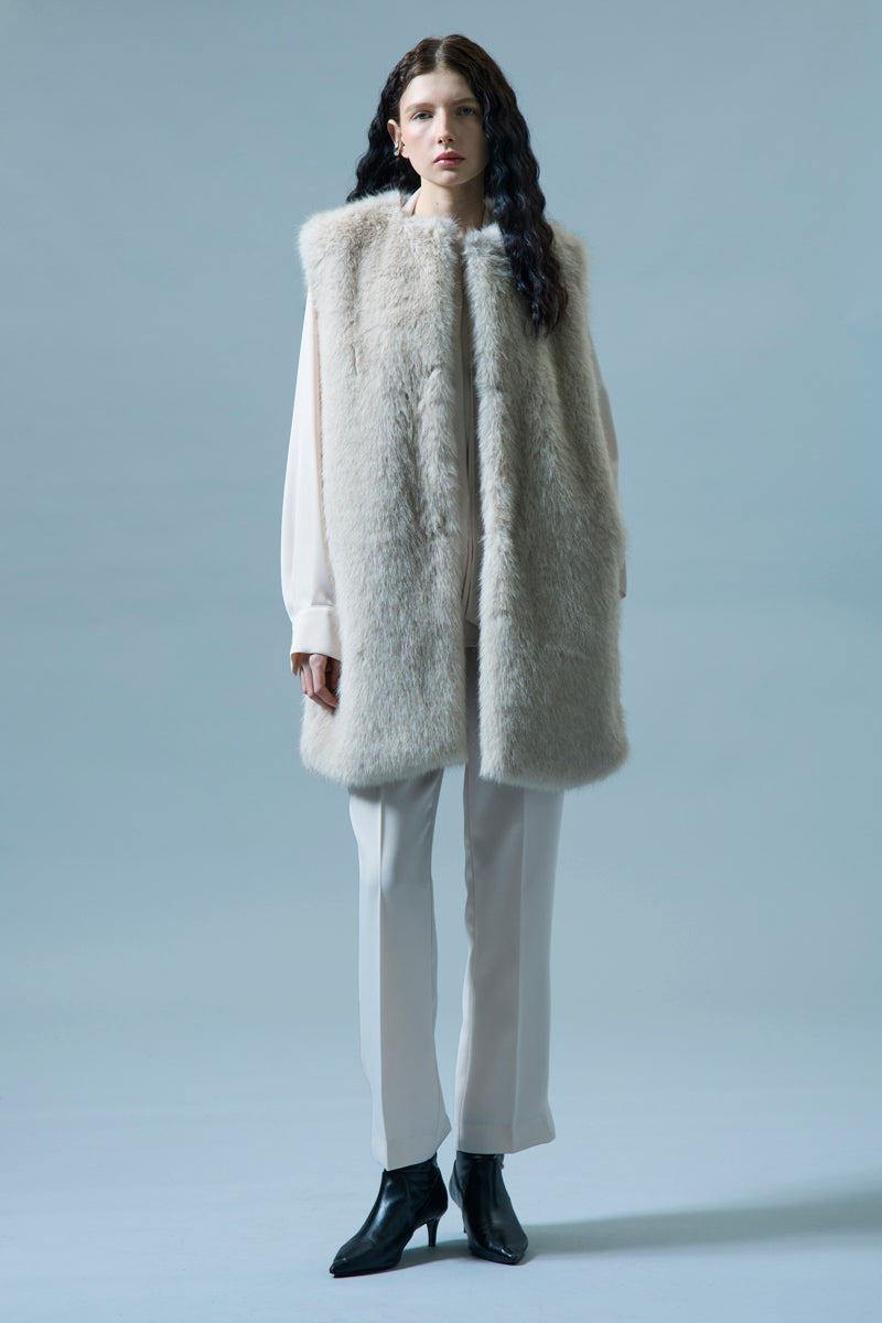 ICONA CREAM FAUX GUR GILET RI5LE013 225