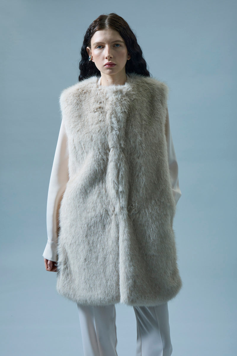 ICONA CREAM FAUX GUR GILET RI5LE013 225