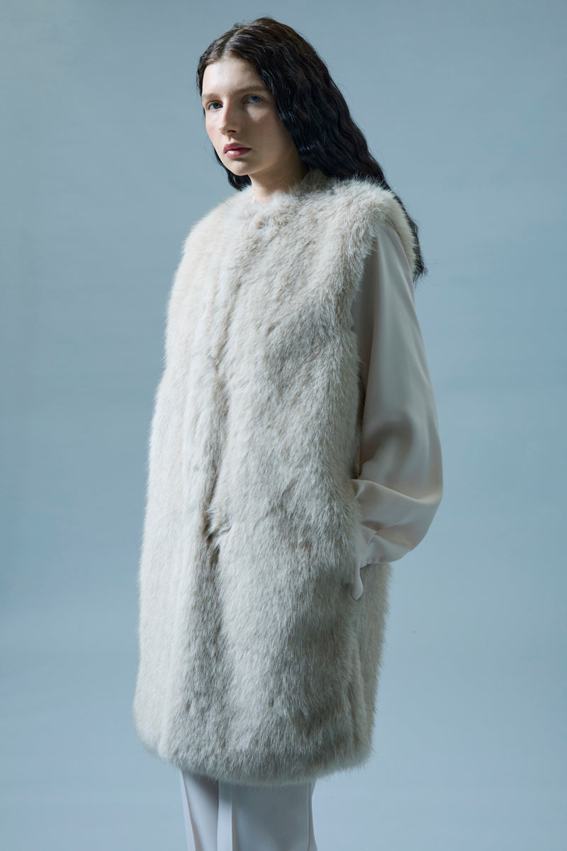 ICONA CREAM FAUX GUR GILET RI5LE013 225