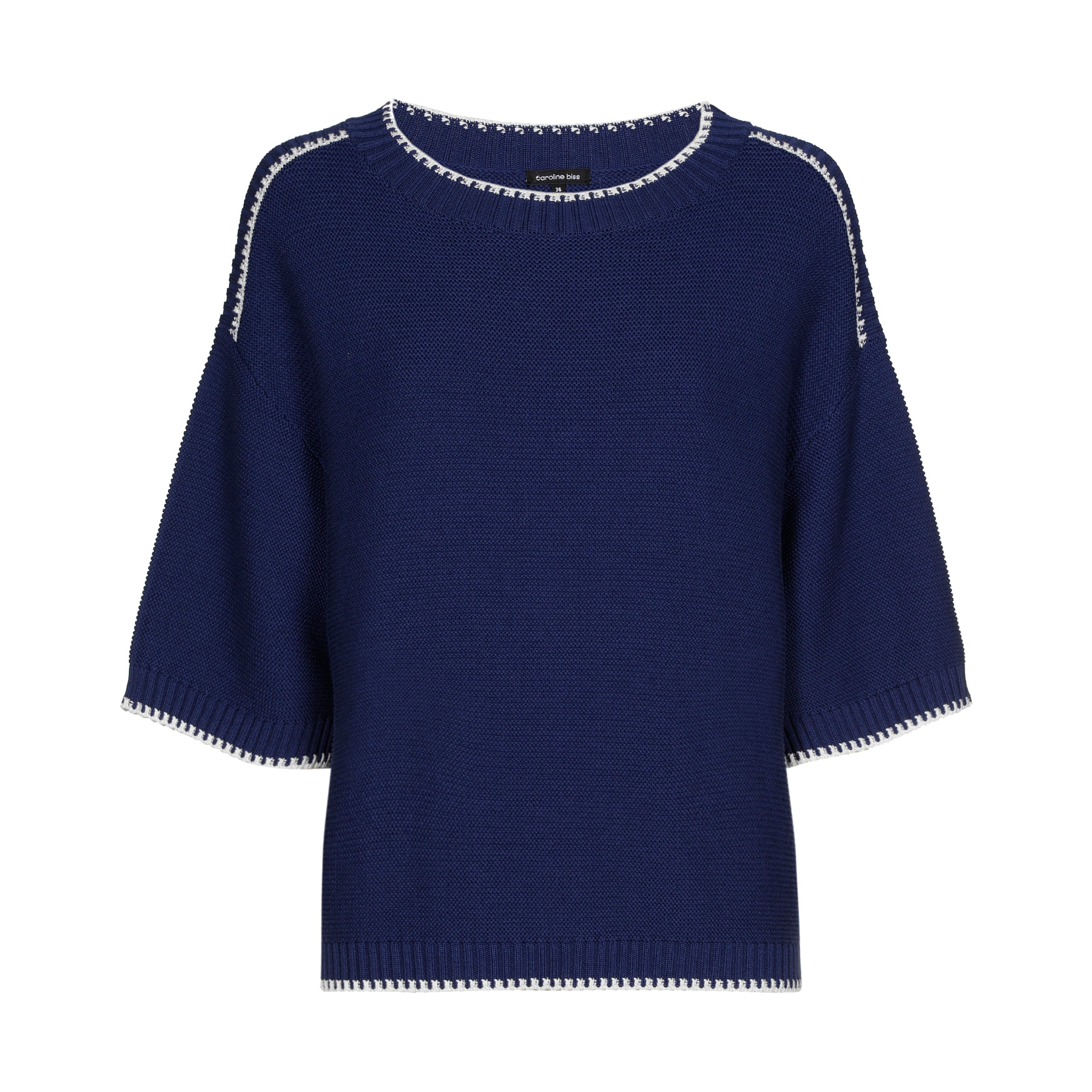 CAROLINE BISS NAVY CONTRAST TRIM KNIT 1227 126