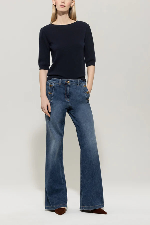 LUISA CERANO NAVY ROUNDNECK KNITWEAR 128686 225