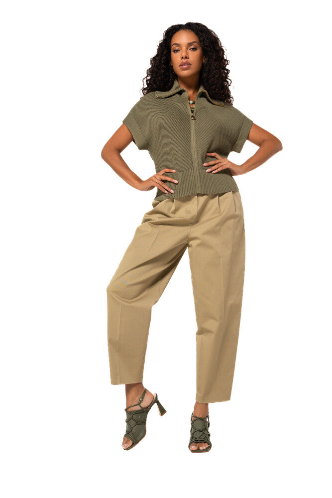 CAROLINE BISS KHAKI TROUSERS 1515 126