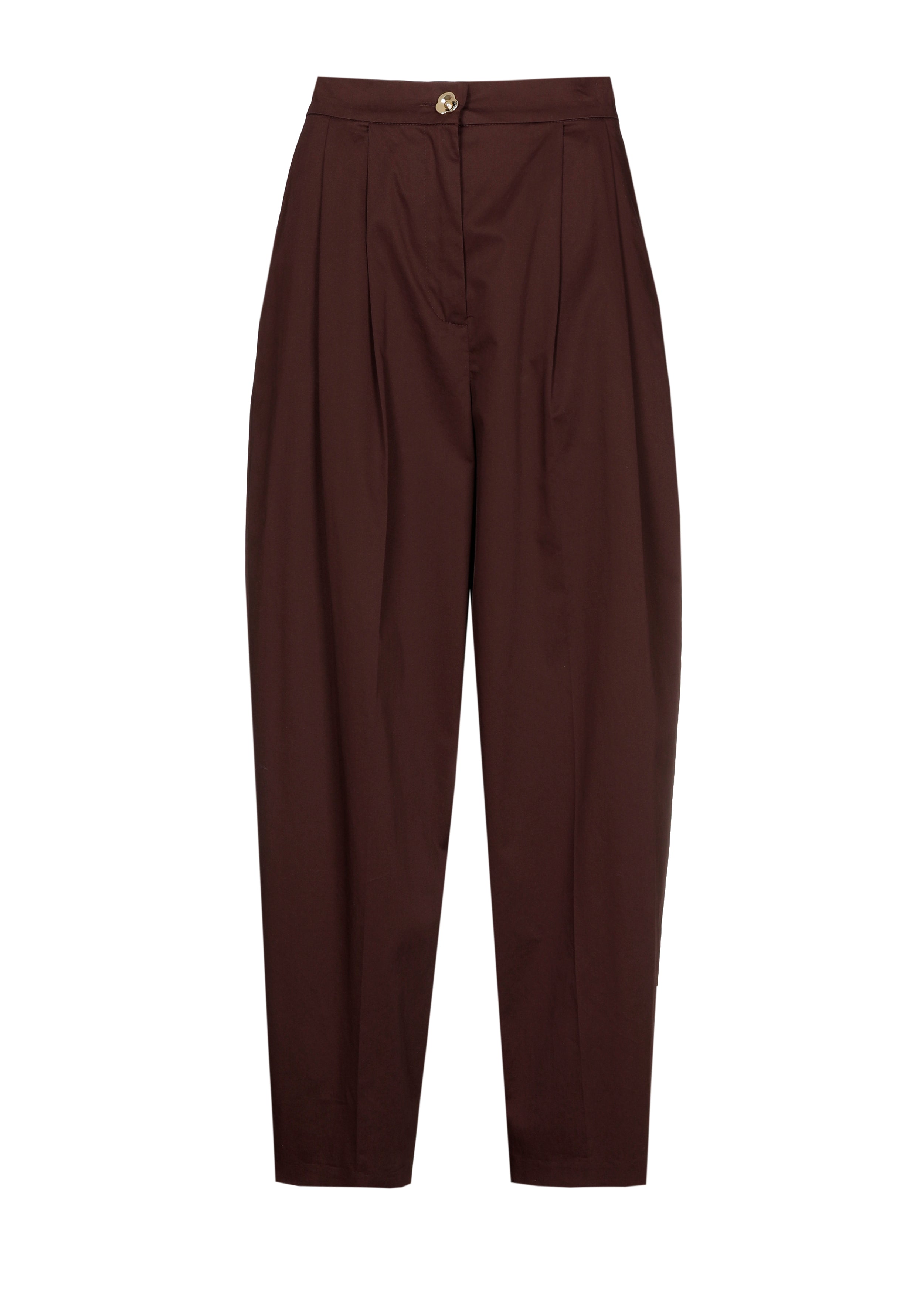 CAROLINE BISS BROWN COTTON TROUSERS 1525 126