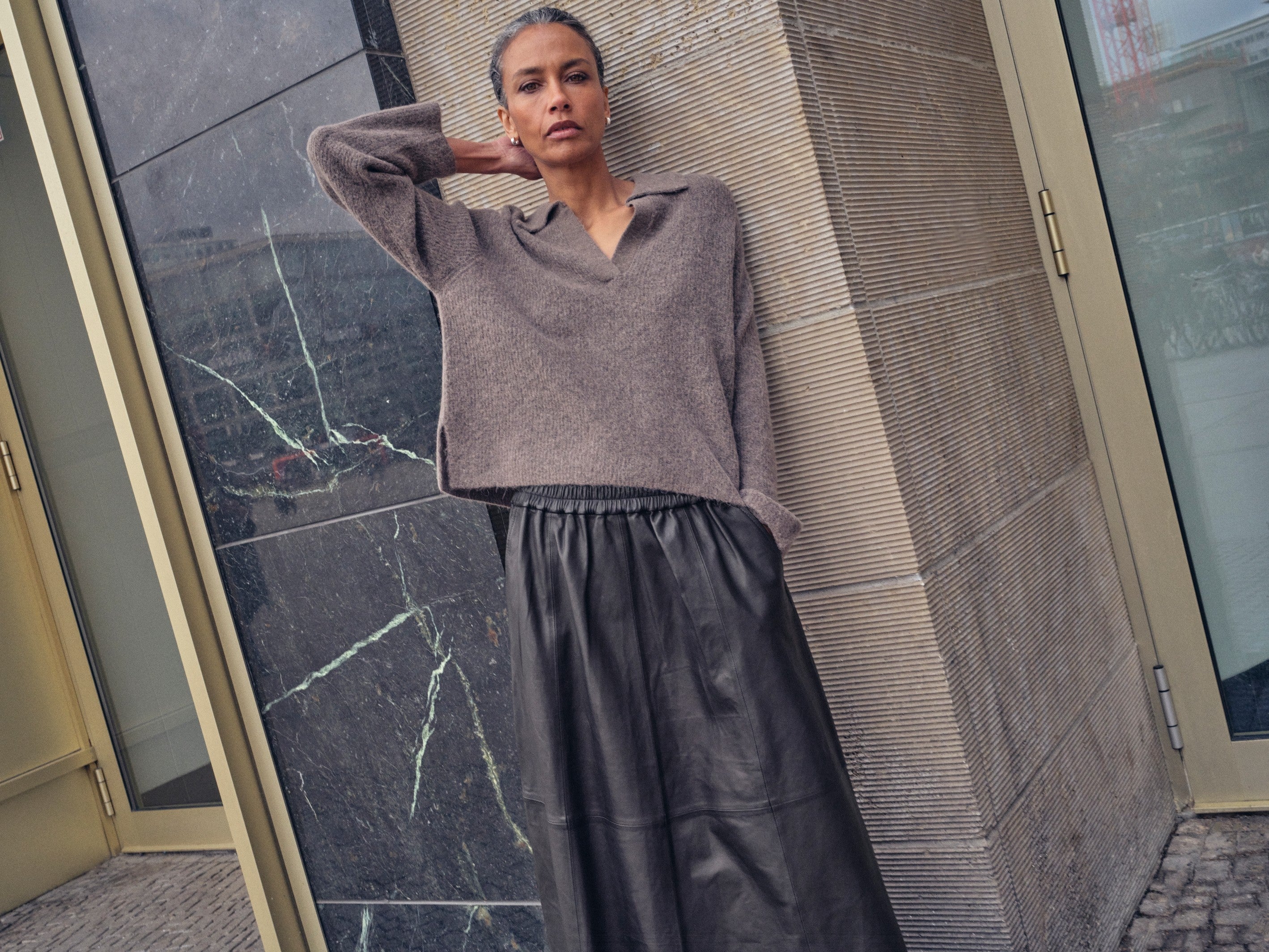 MOS MOSH BLACK MMDEENA LEATHER SKIRT 174390 225