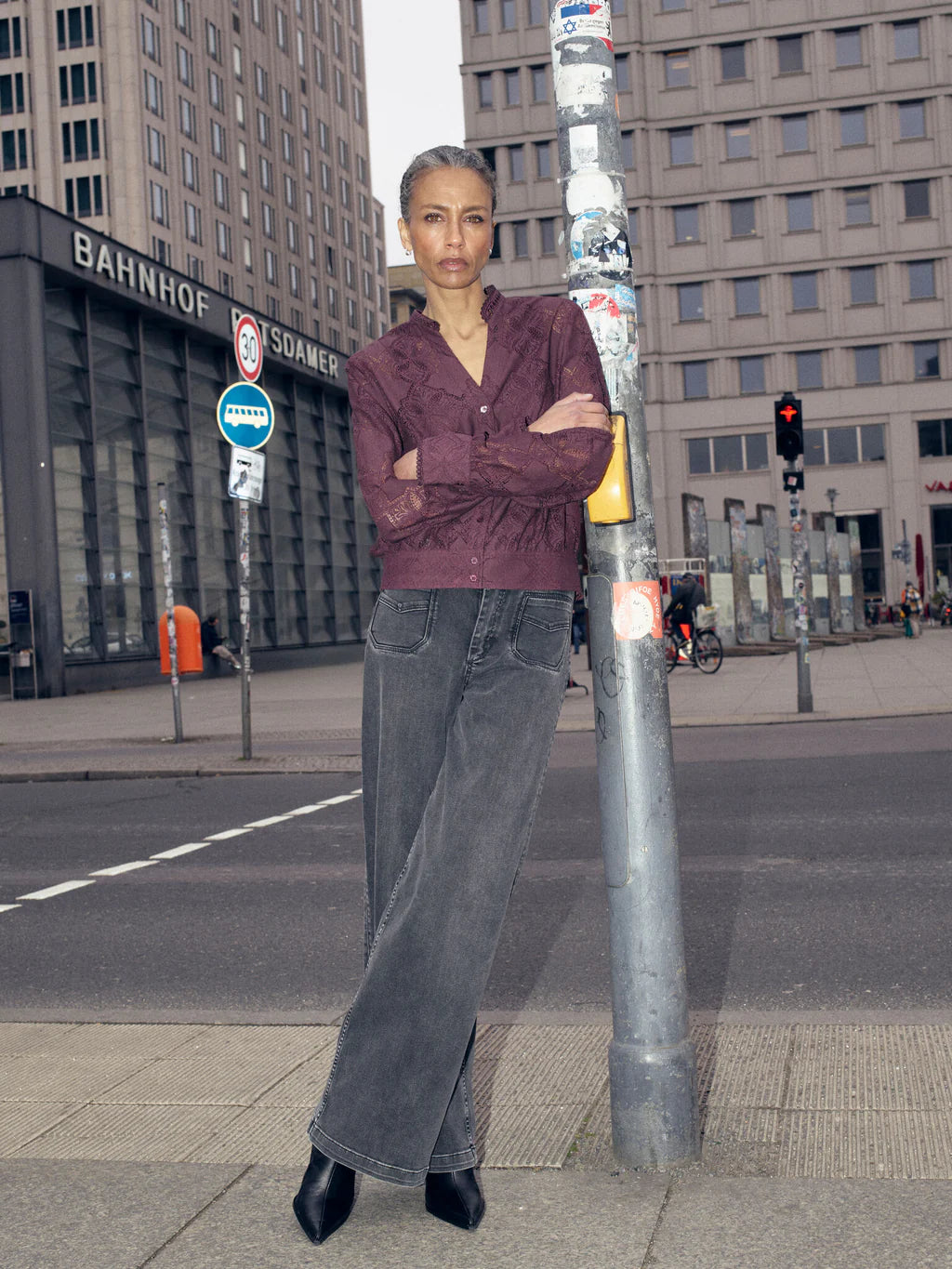 MOS MOSH BURGUNDY MMMONIA YEN LACE SHIRT 173470 225