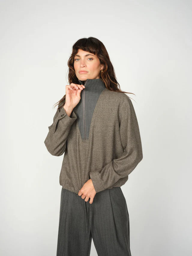 MOS MOSH GREY MMSOLEIA SISSE BLOUSE 174090 225