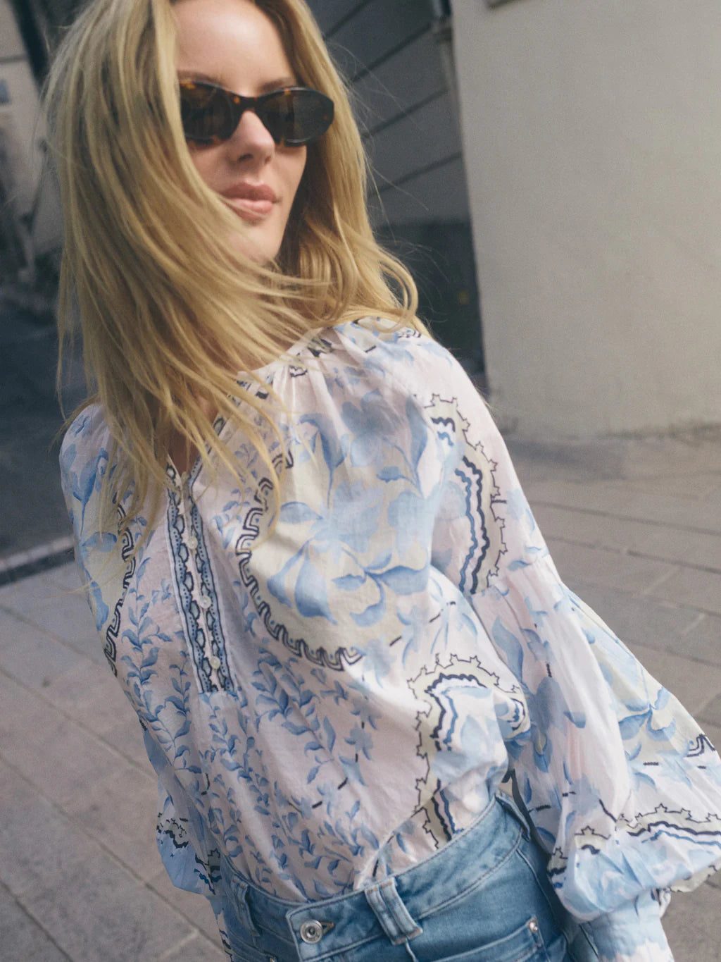 MOS MOSH MMWYLDE ORCHID BLOUSE BLUE 178220 126