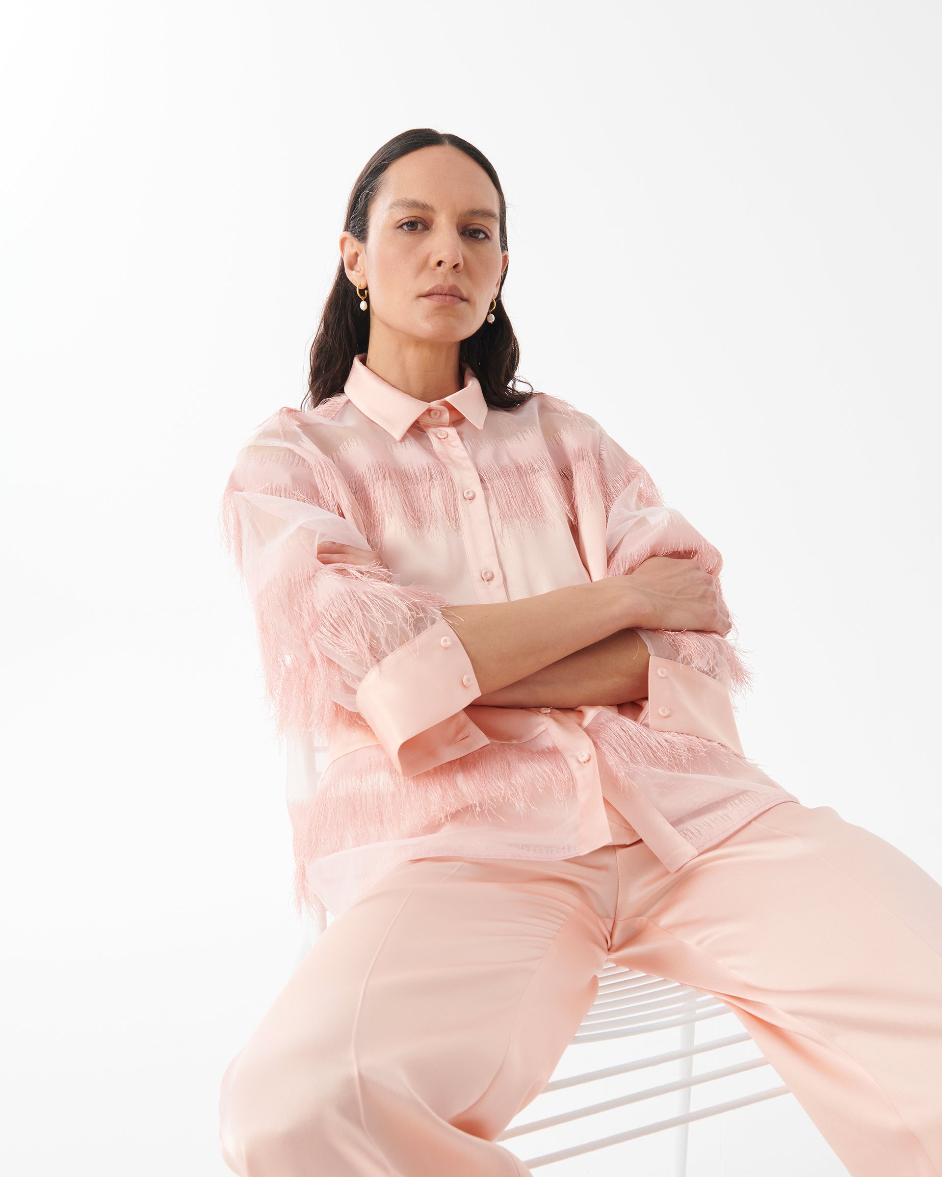 BEATRICE B PINK ORGANZA BLOUSE  4291 125