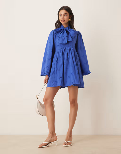 SISTER JANE MEADOW SAGE BOW MINI DRESS 125