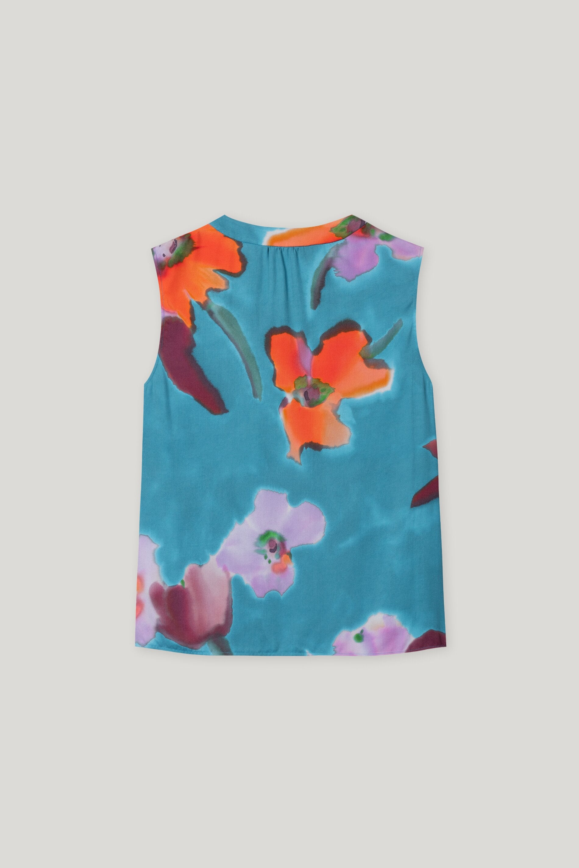 LUISA CERANO TEAL FLORAL SLEEVELESS TOP 218536