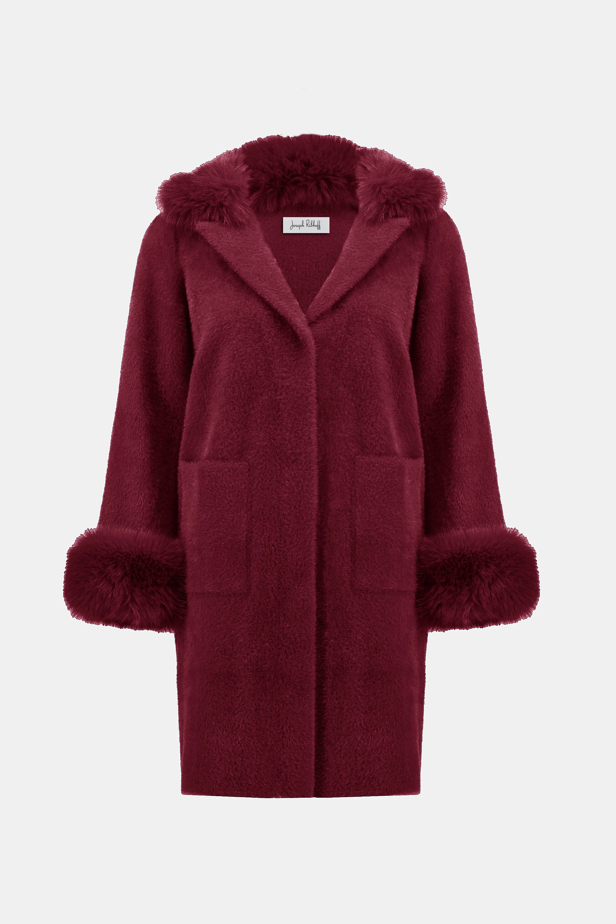 JOSEPH RIBKOFF MERLOT FAUX FUR COAT 243923F25-4433 225