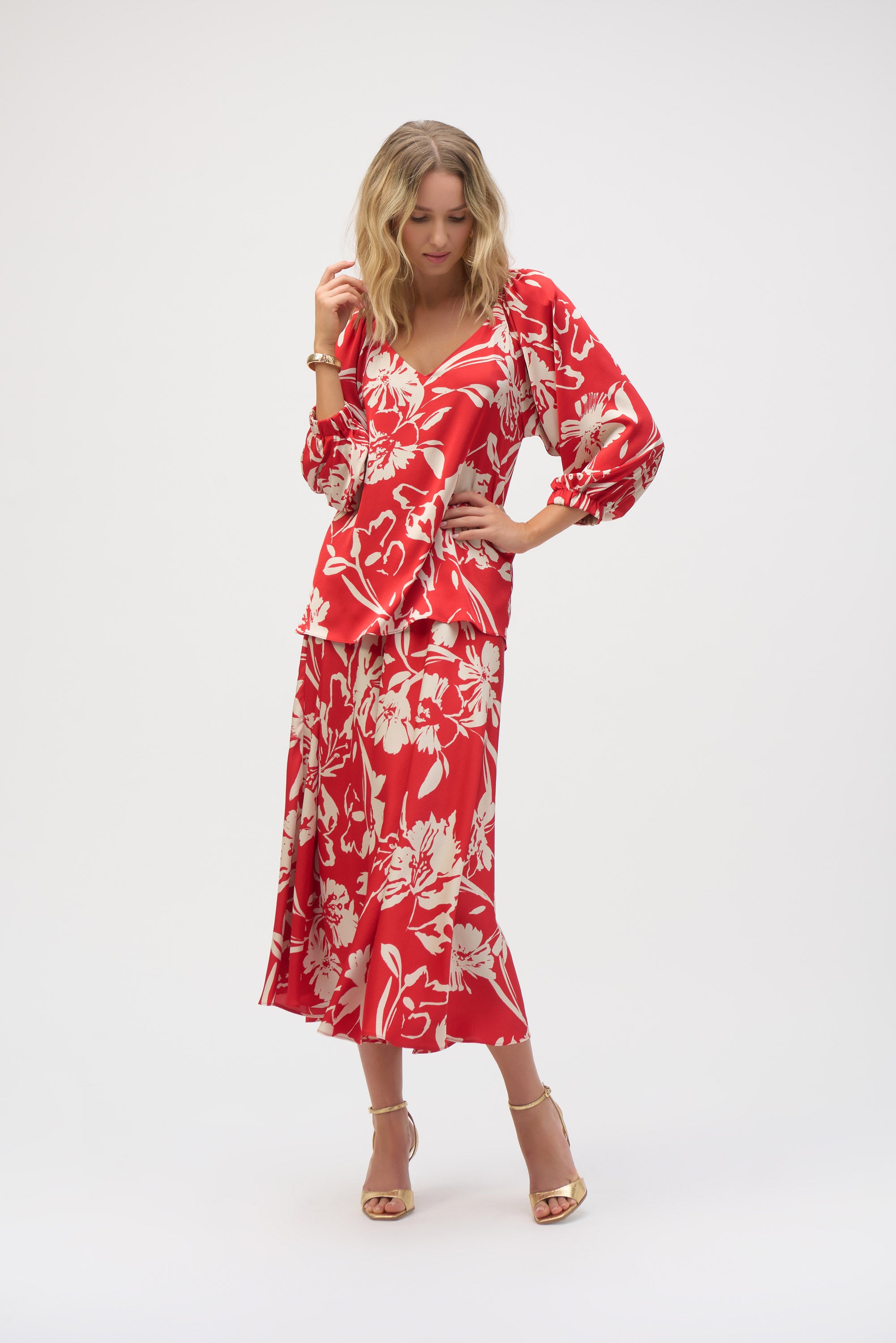JOSEPH RIBKOFF RED PRINT TOP 252119 125