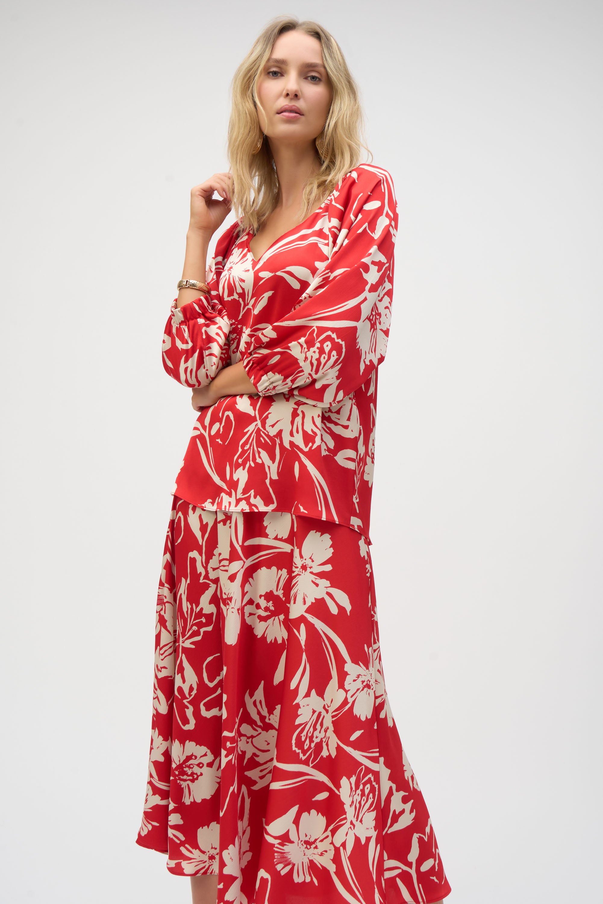 JOSEPH RIBKOFF RED PRINT TOP 252119 125