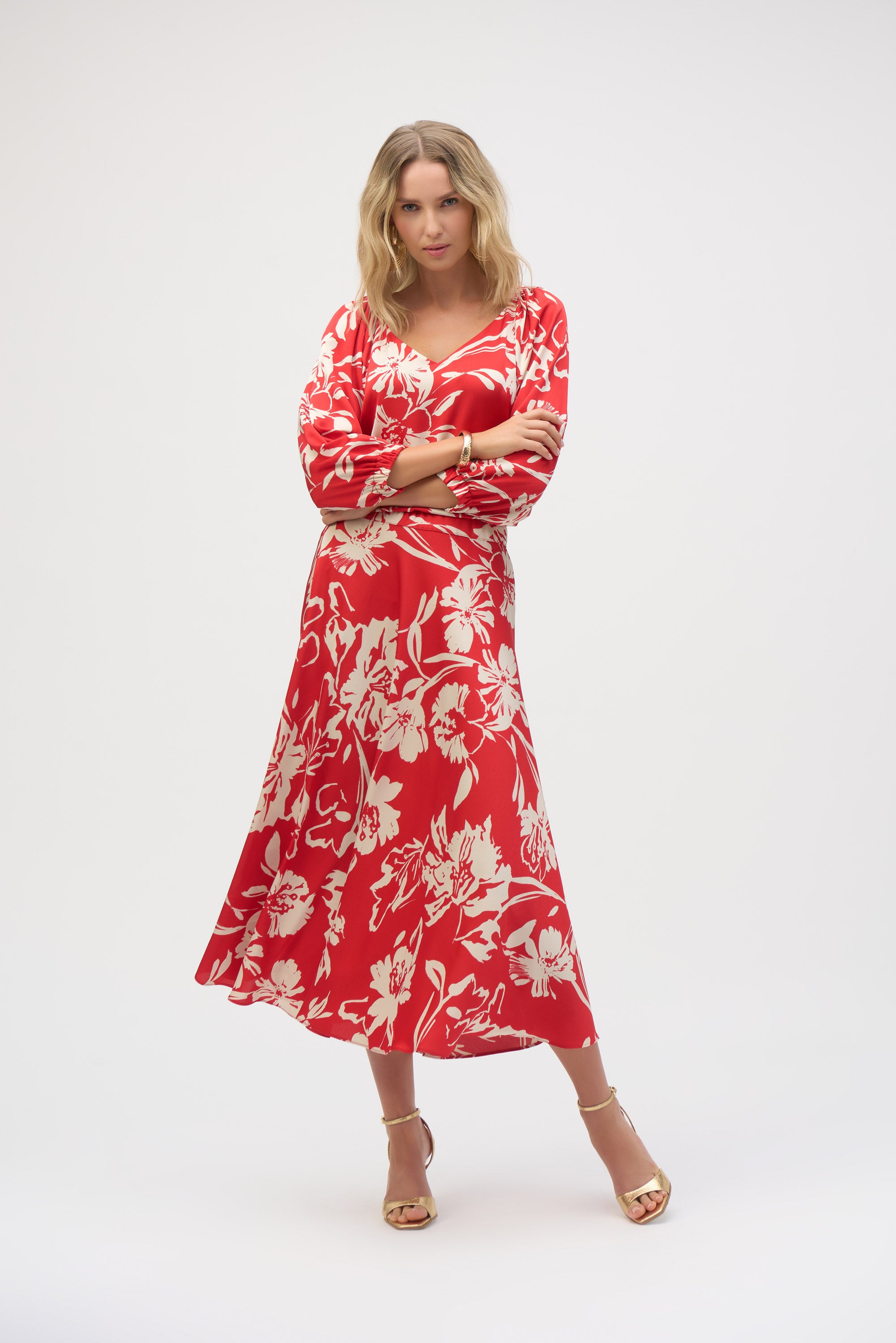 JOSEPH RIBKOFF RED PRINT TOP 252119 125