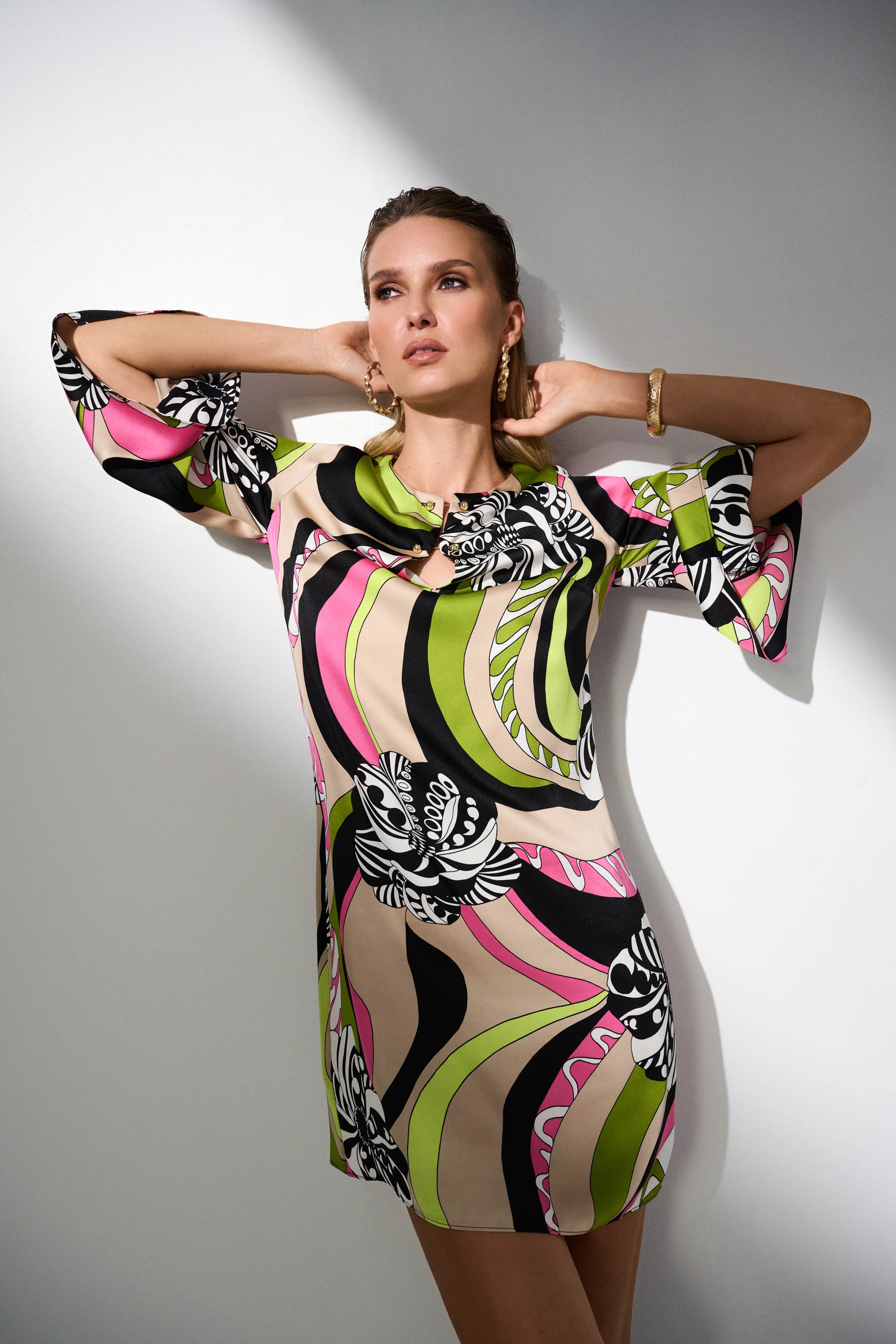 JOSEPH RIBKOFF BLACK MULTI PRINT DRESS 252183 125