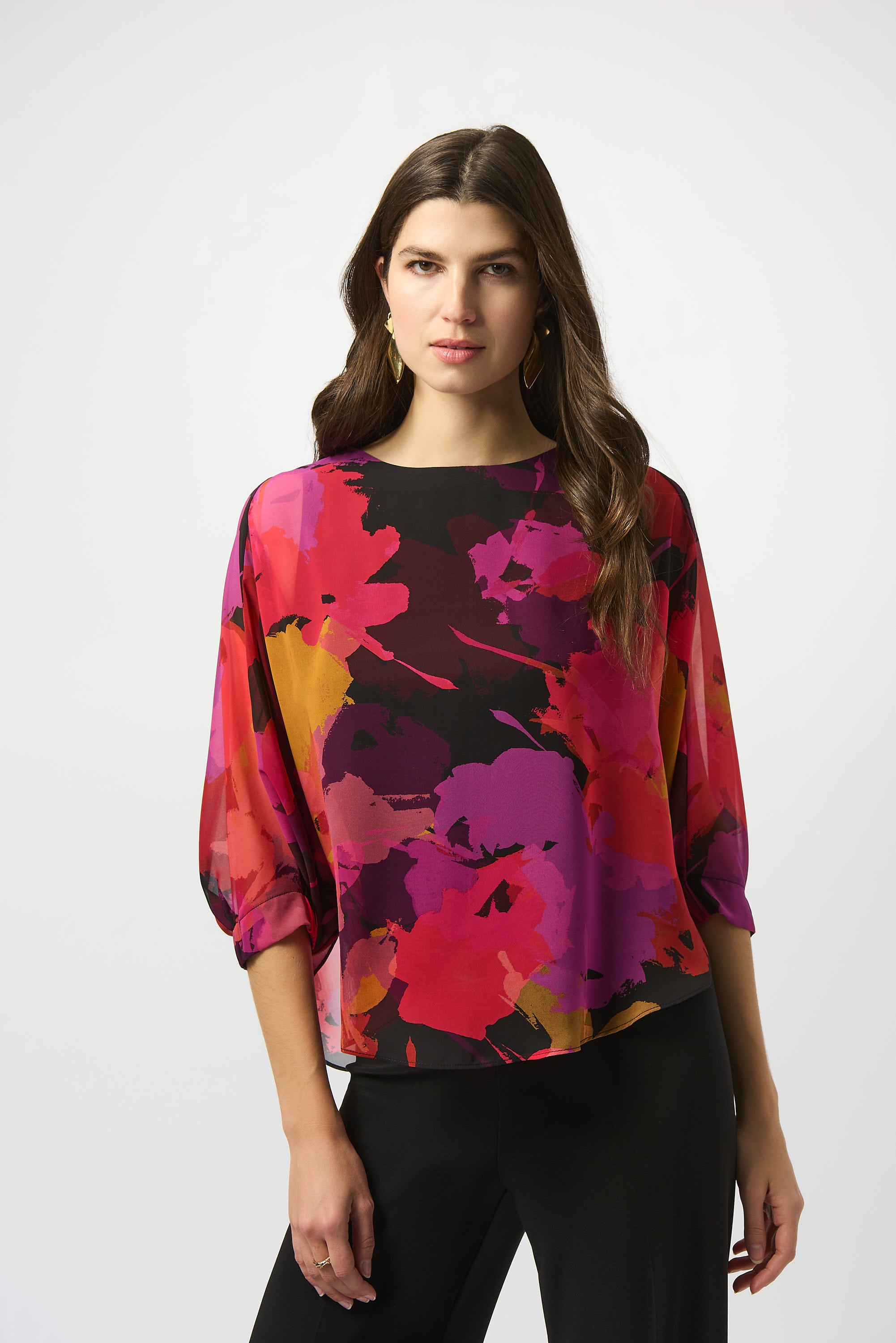 JOSEPH RIBKOFF BLACK PRINT TOP 253257 225