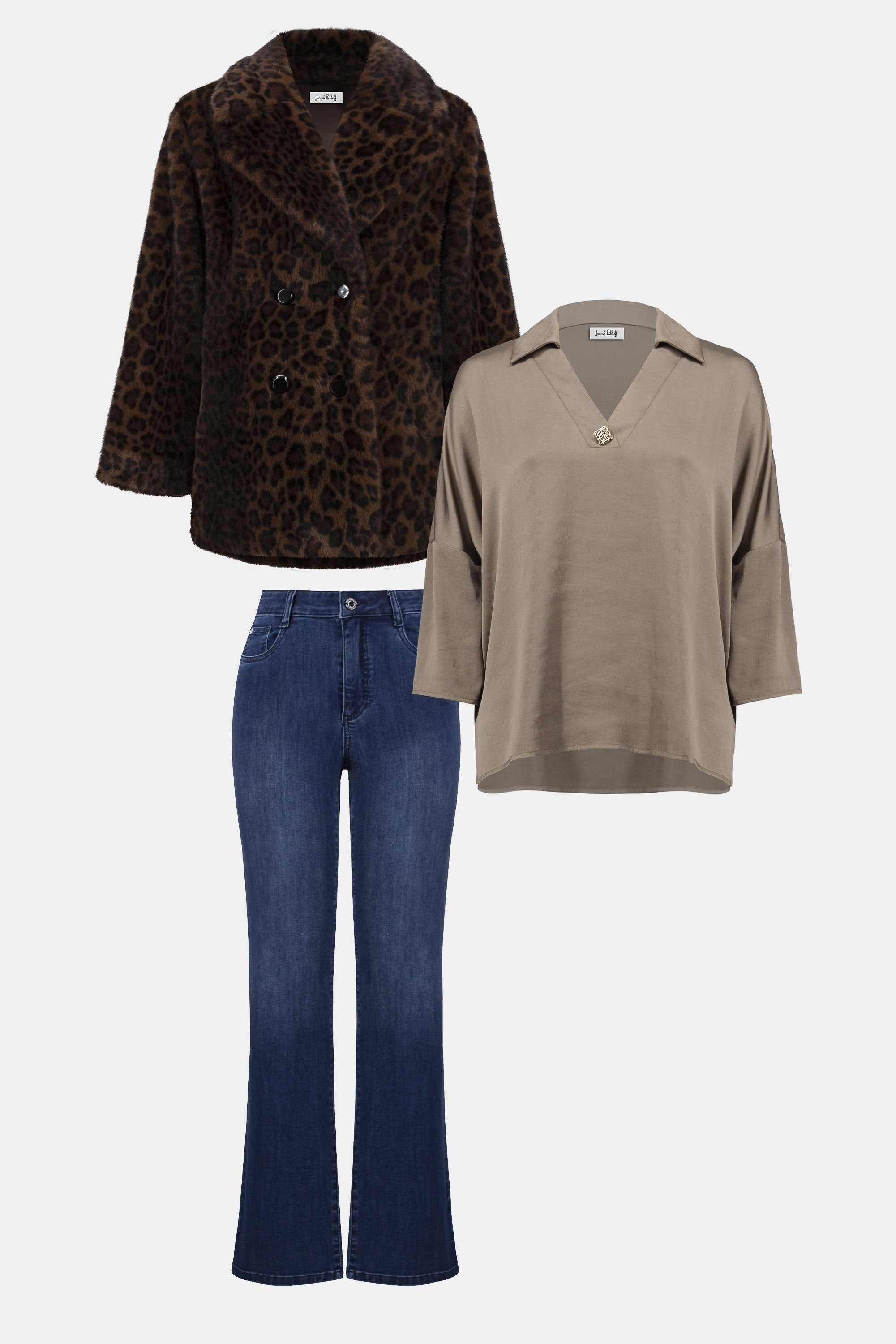 JOSEPH RIBKOFF FUR LEOPARD PRINT COAT 253937 225