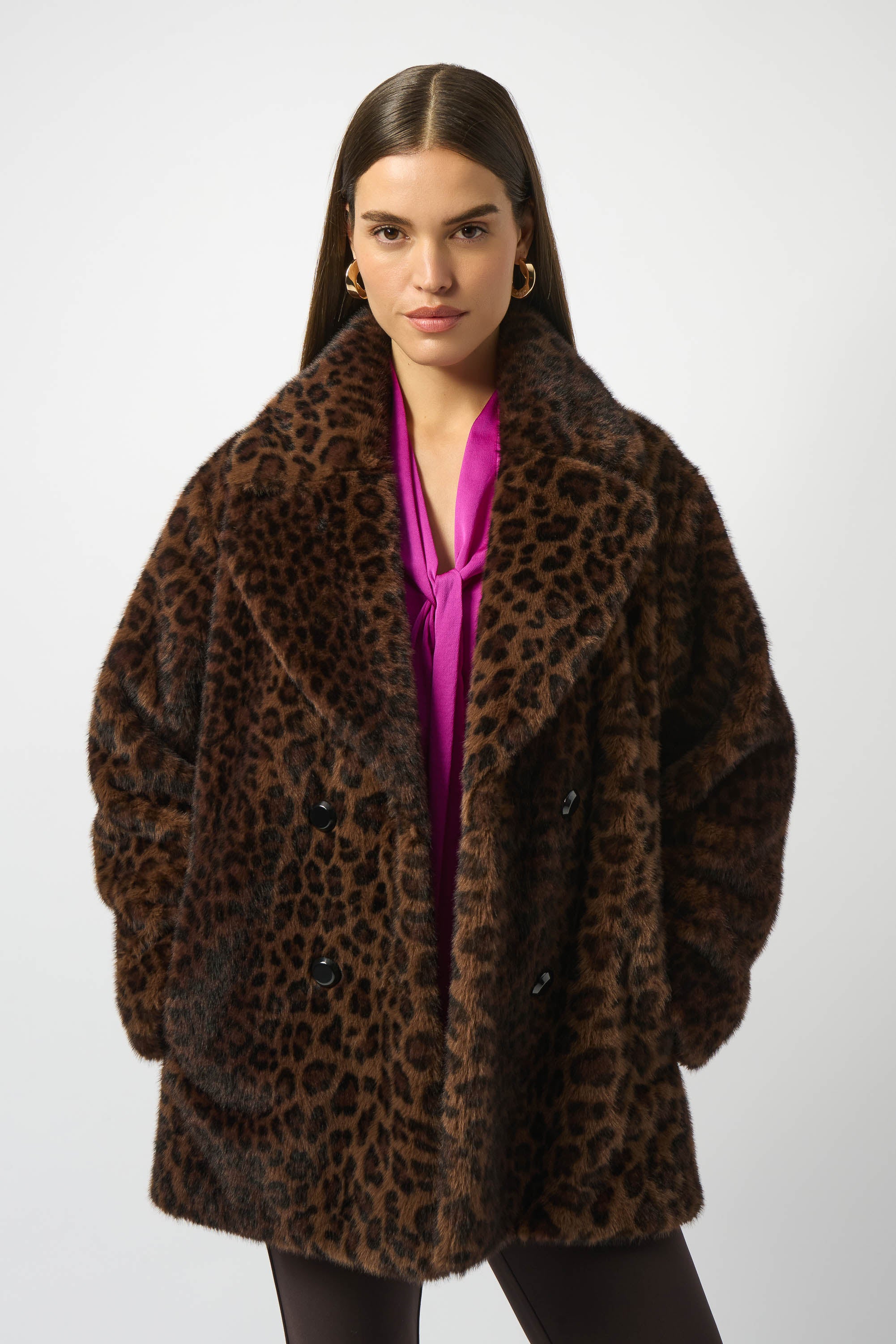 JOSEPH RIBKOFF FUR LEOPARD PRINT COAT 253937 225