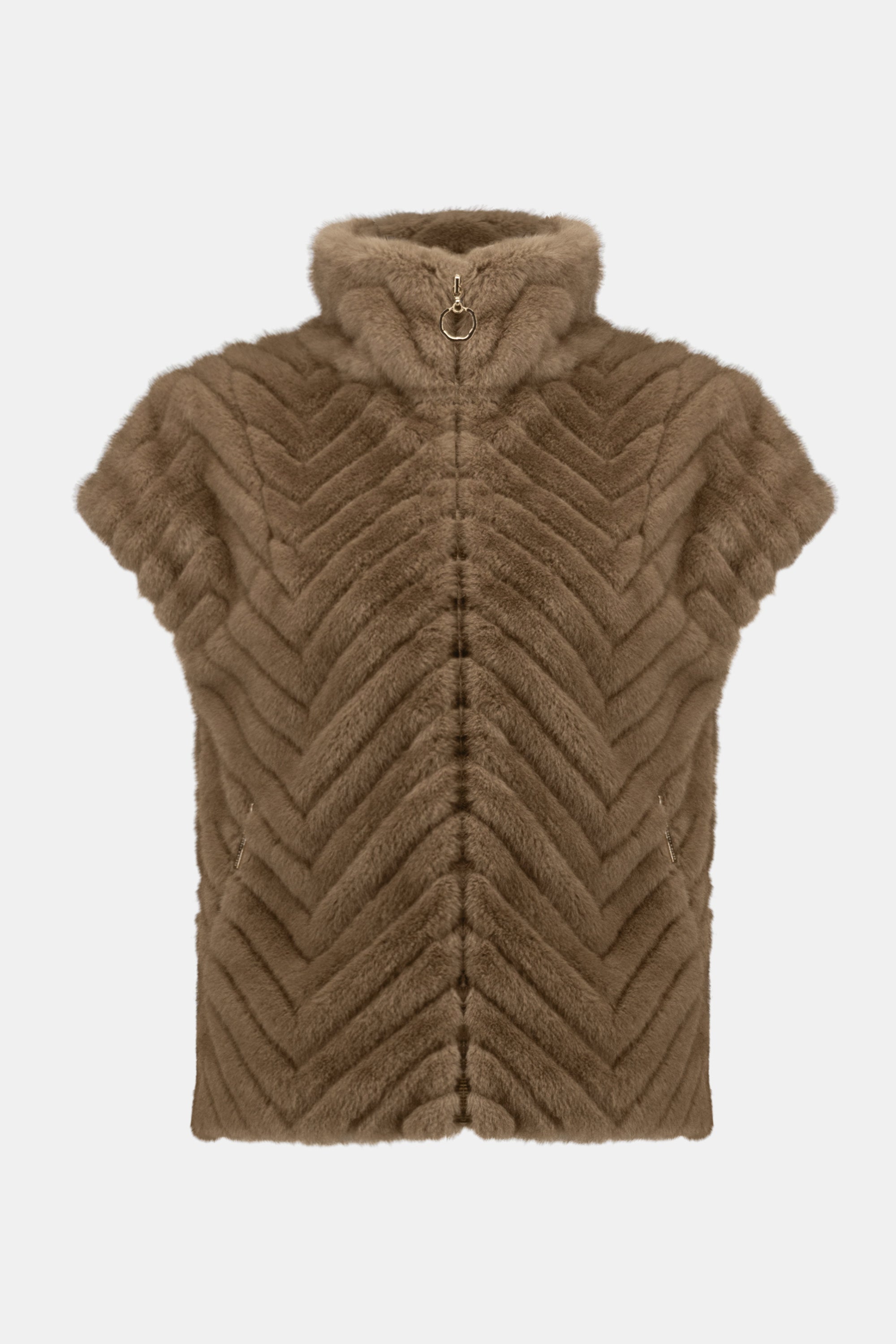 JOSEPH RIBKOFF BEIGE FAUX FUR GILET 254906-4463-225