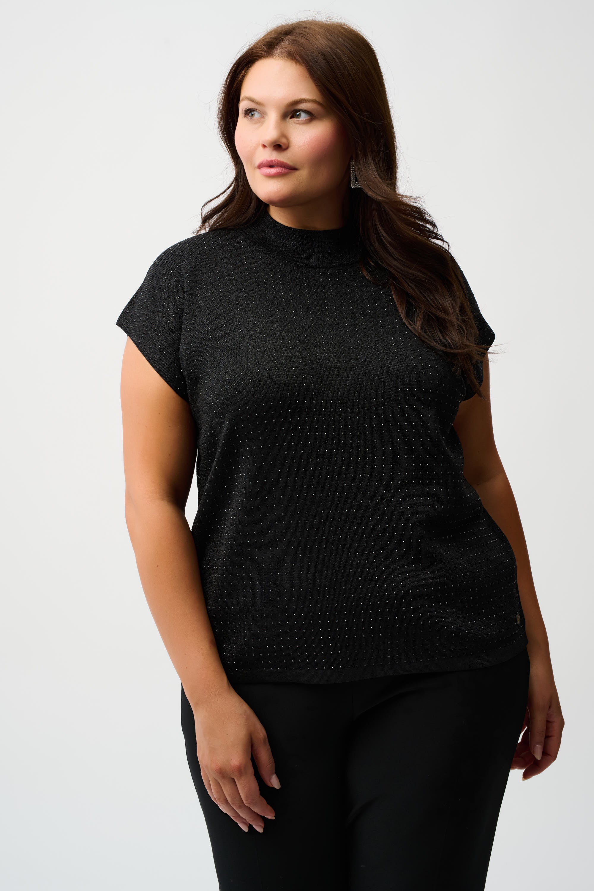 JOSEPH RIBKOFF BLACK KNIT TOP 254935-278-225