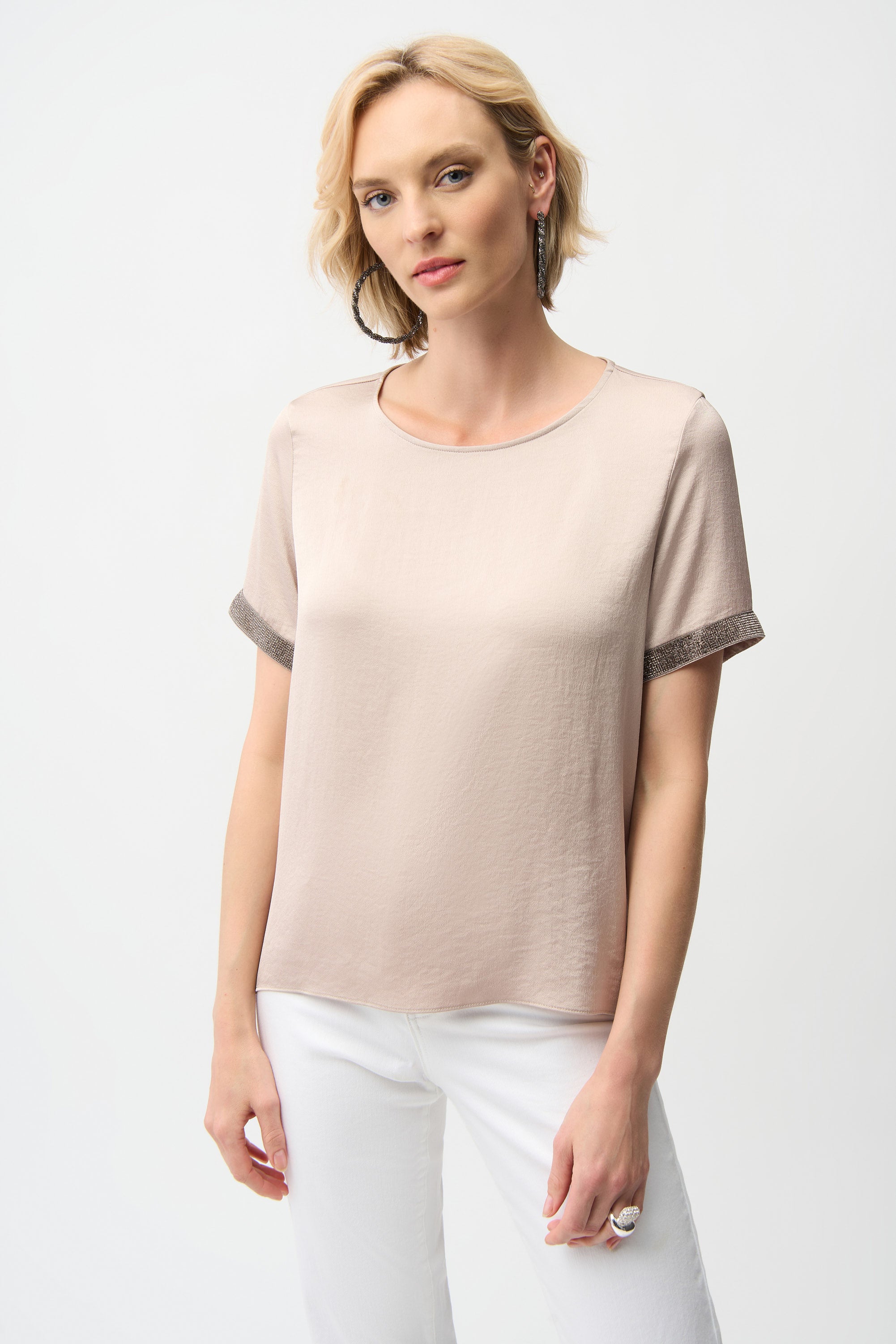 JOSEPH RIBKOFF SATIN BEIGE TOP 261116-4370 126