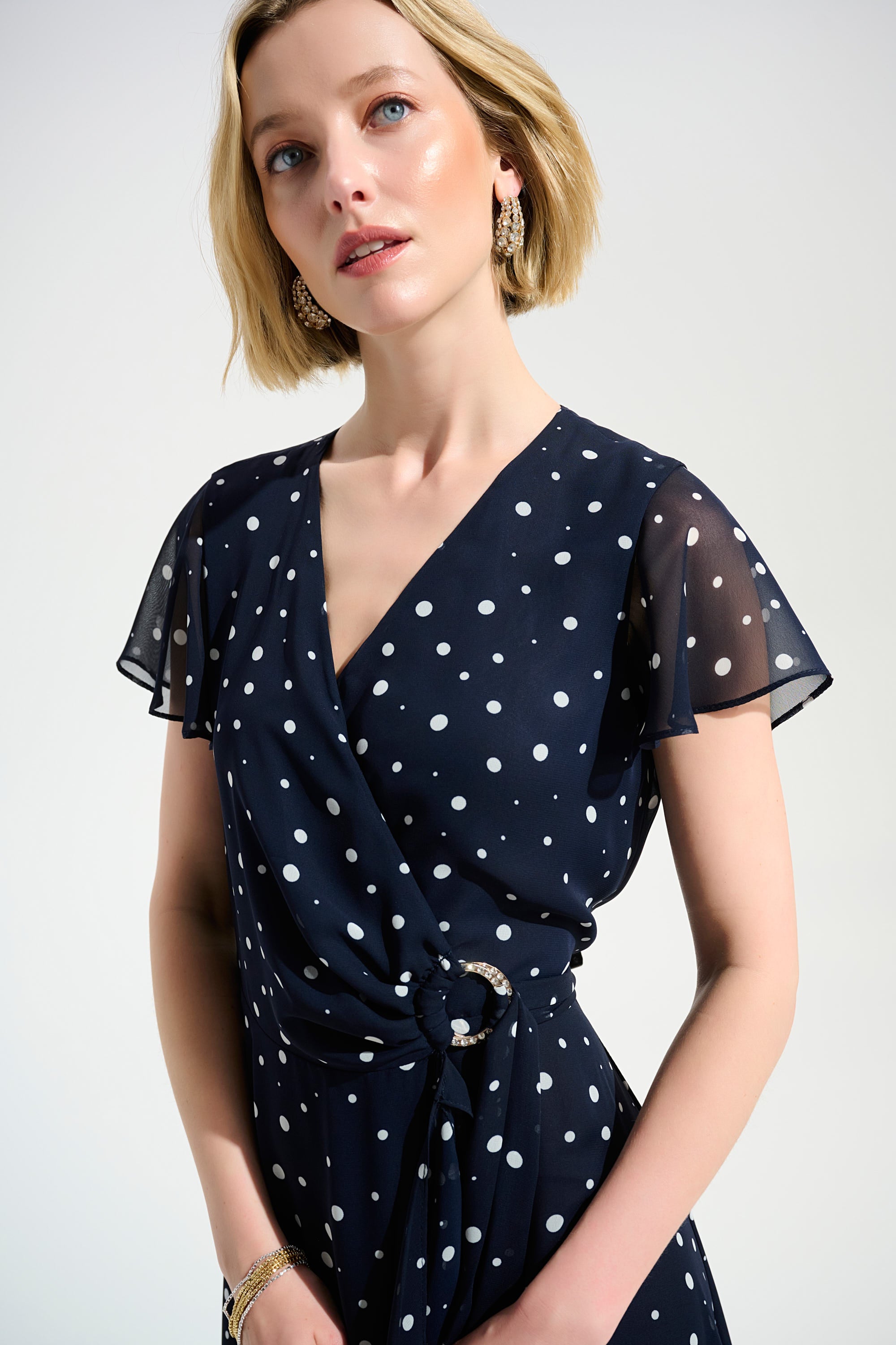 JOSEPH RIBKOFF POLKA DOT NAVY DRESS 261739-229 126