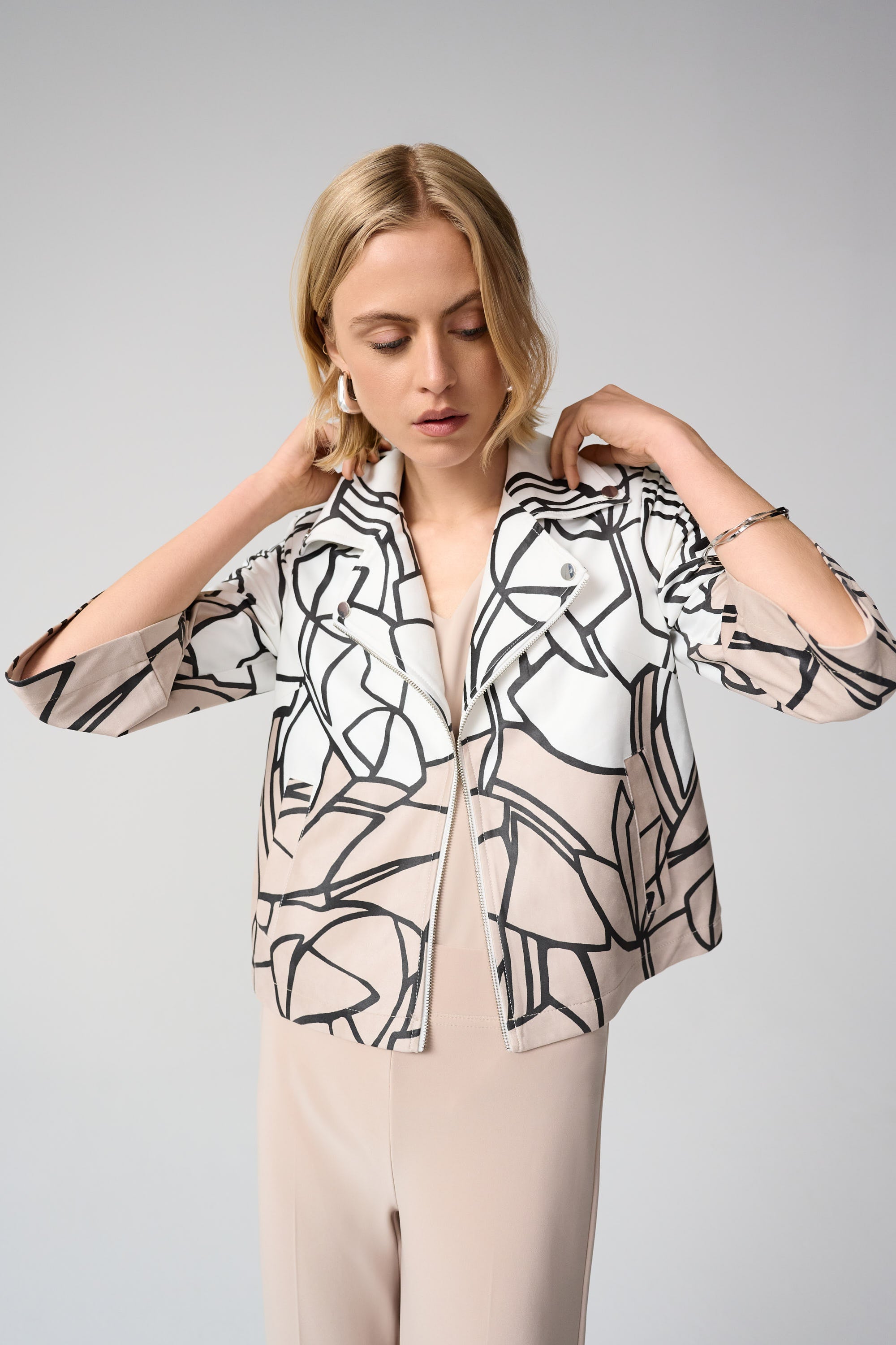 JOSEPH RIBKOFF FAUX SUEDE ABSTRACT JACKET 261908-2539 126
