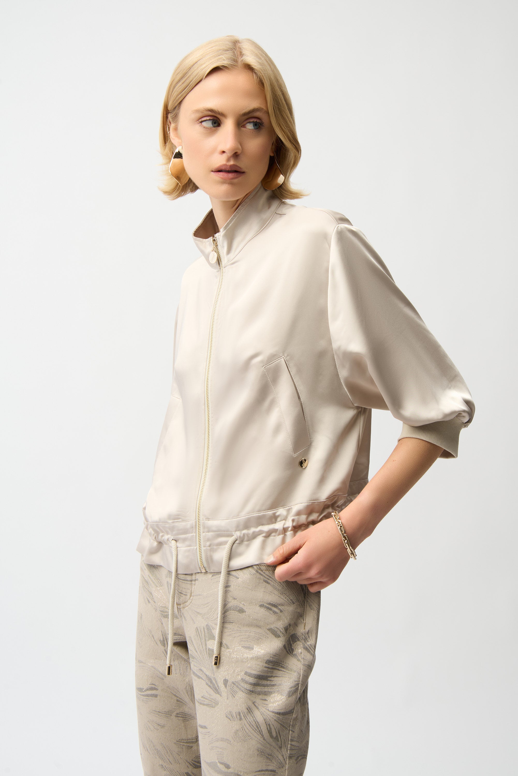 JOSEPH RIBKOFF BEIGE SATIN JACKET 261913 126