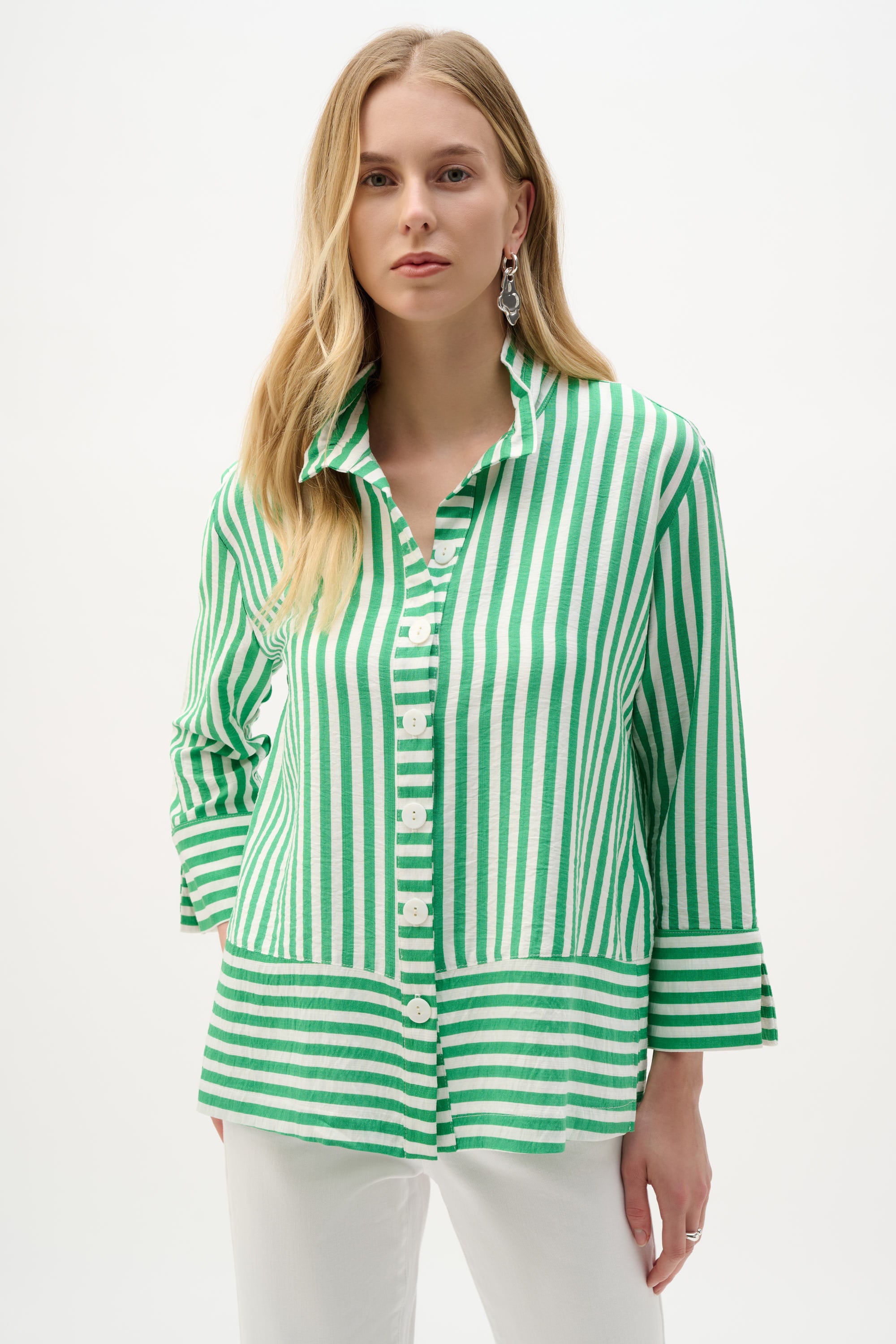 JOSEPH RIBKOFF SHIRT GREEN/VANILLA STRIPE 262212-4238 126
