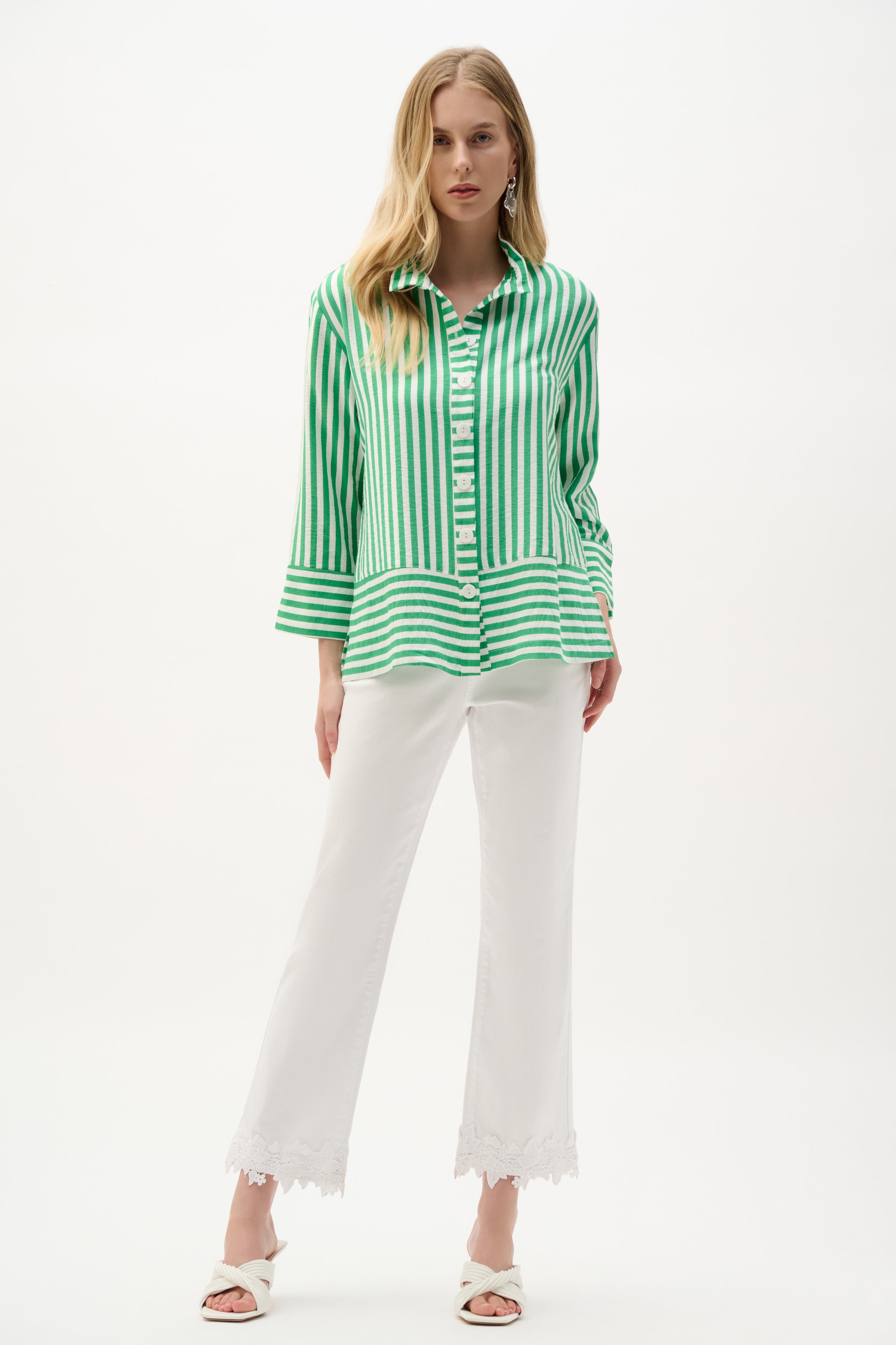 JOSEPH RIBKOFF SHIRT GREEN/VANILLA STRIPE 262212-4238 126