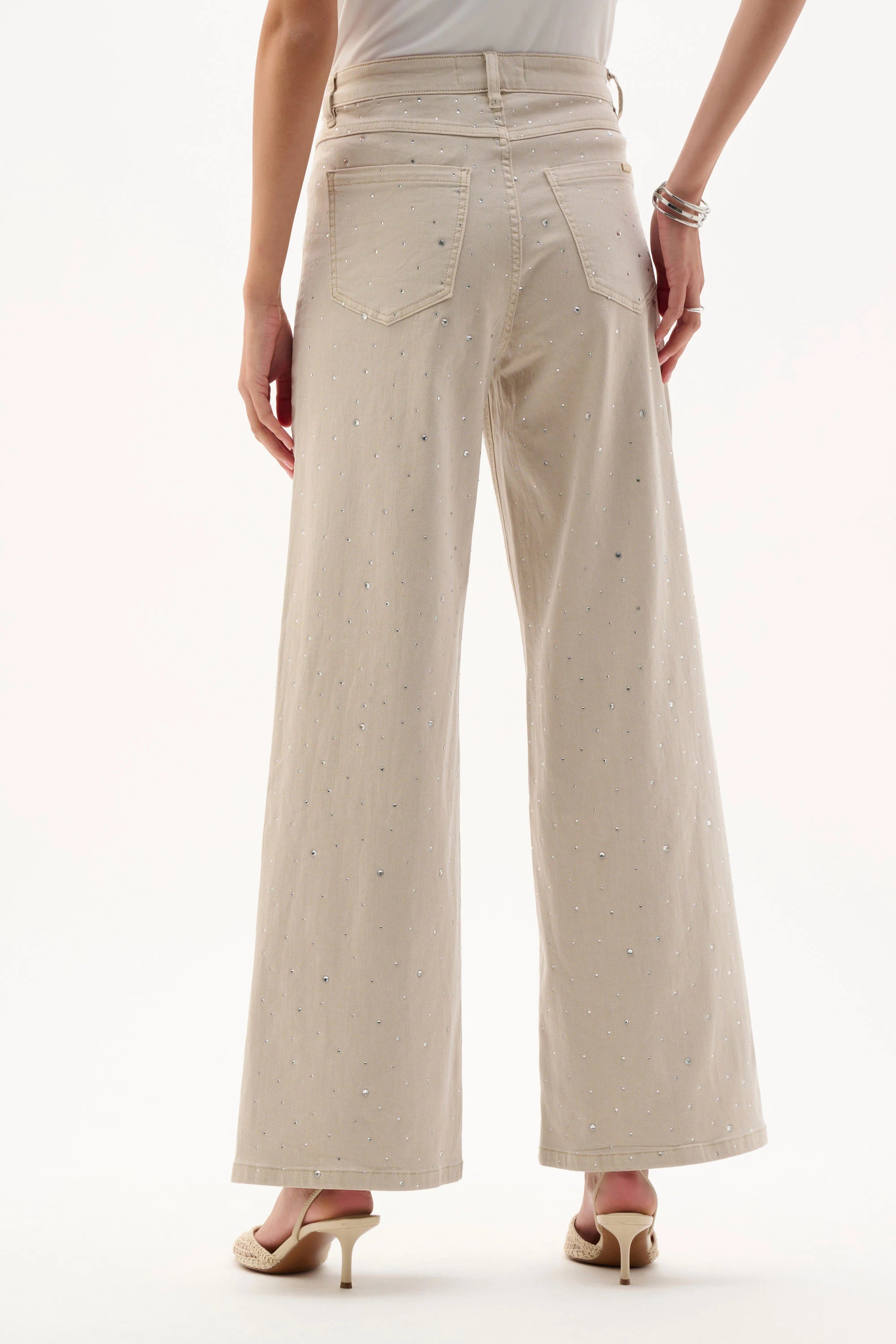 JOSEPH RIBKOFF BEIGE SPARKLE DENIM JEANS 262940-3854 126