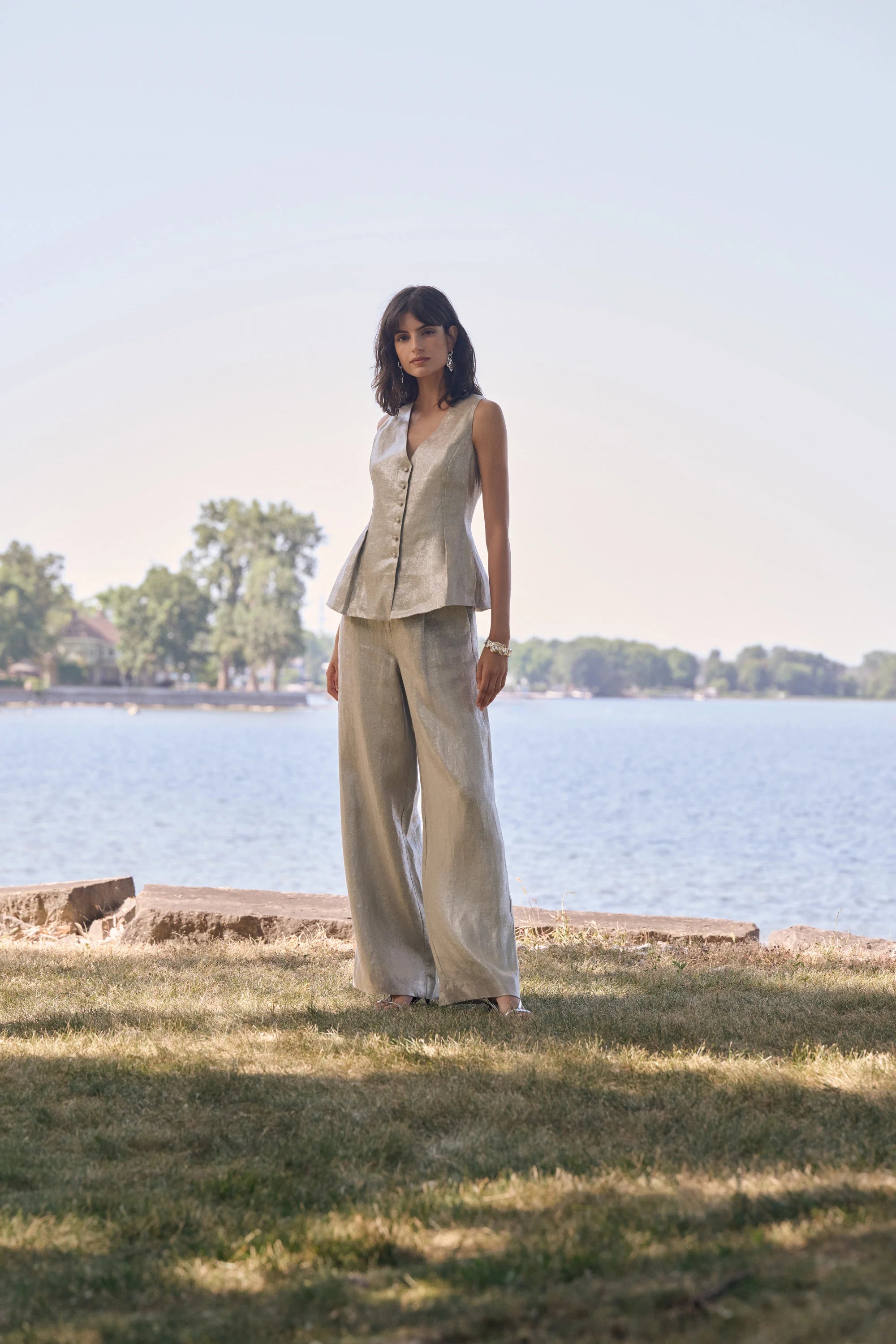 JOSEPH RIBKOFF FOILED GOLD TROUSERS 262947-3059 126