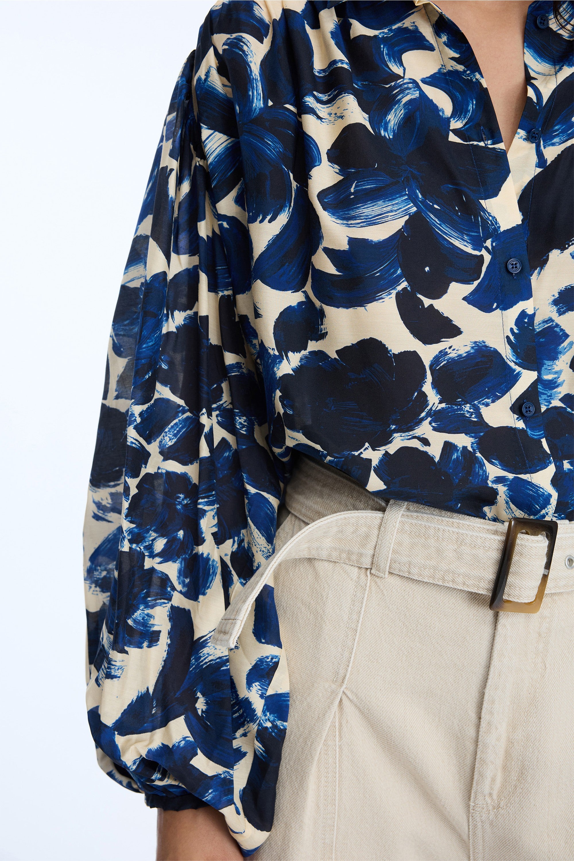 MUNTHE NAVY PLEATED BLOUSE LYNX 226