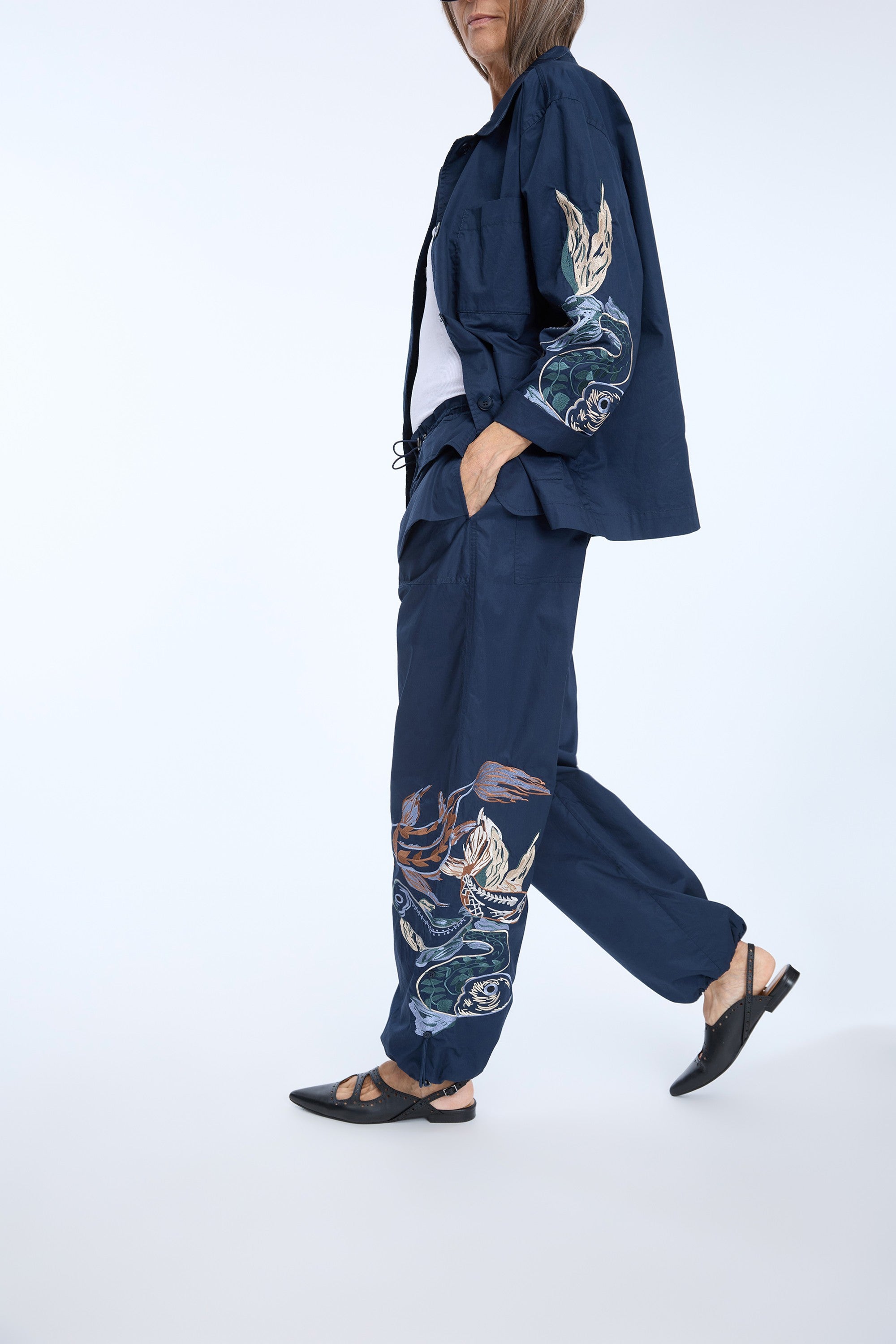 MUNTHE NAVY EMBROIDERED TROUSERS UNFORM 226