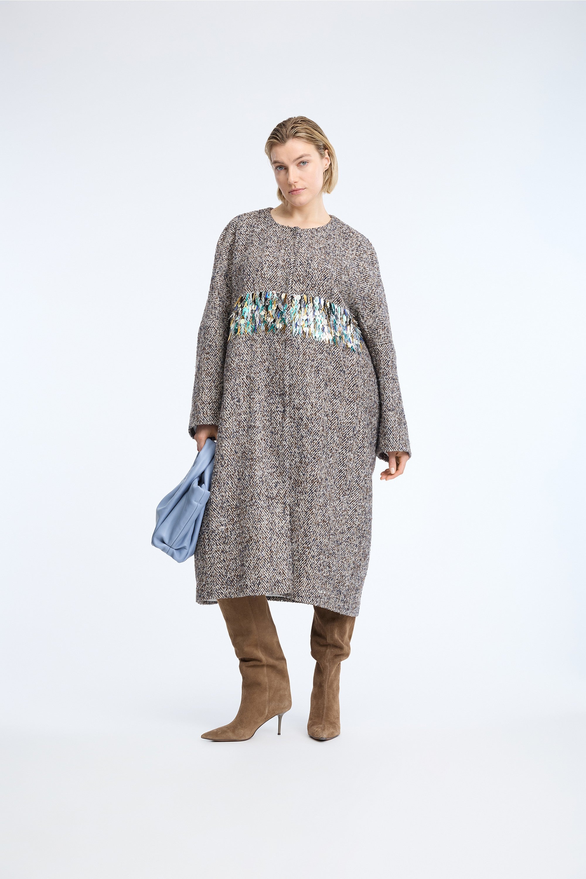 MUNTHE BLUE TWEED OVERSIZED COAT NINELLA 226