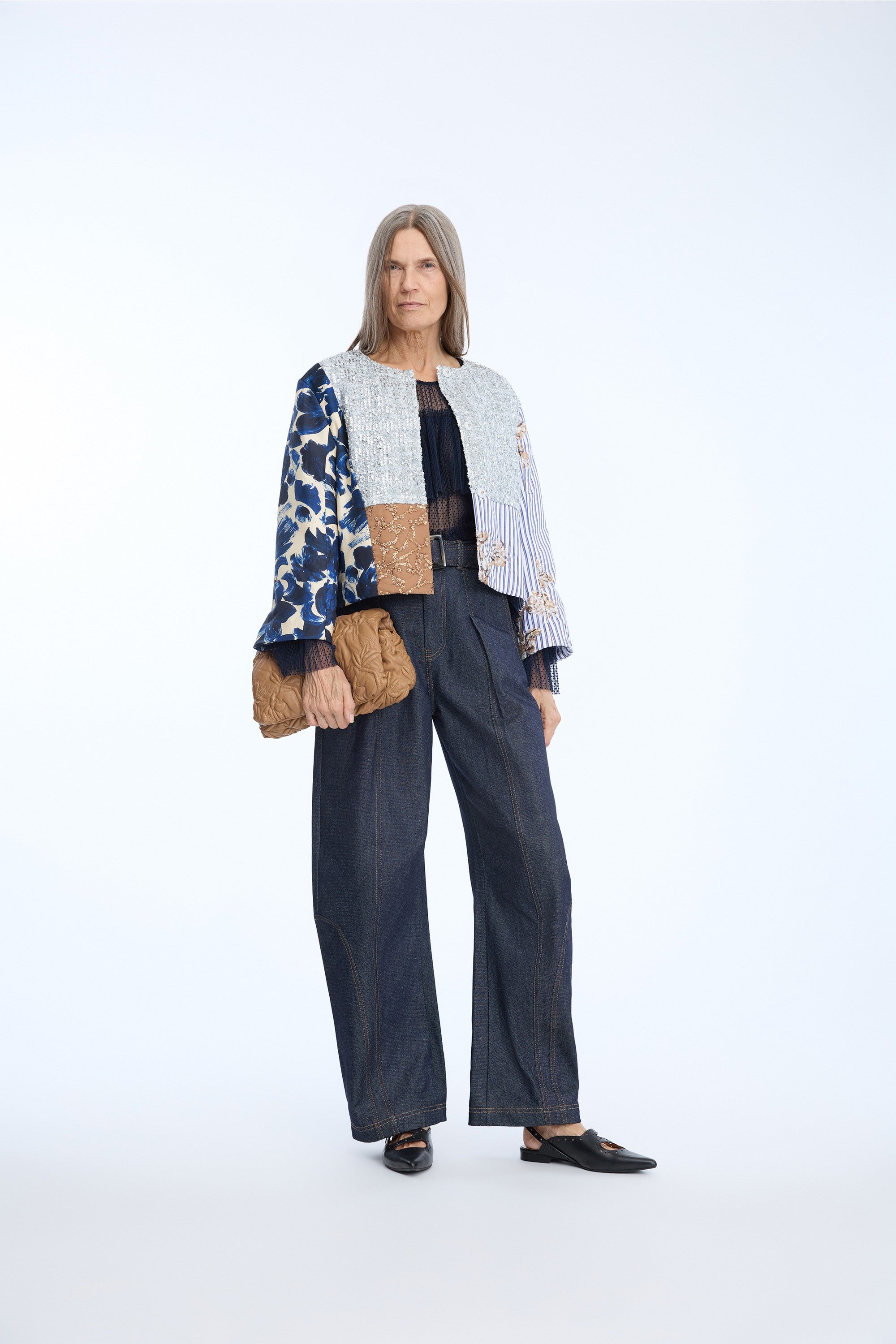 MUNTHE SILVER SEQUIN PATCH WORK JACKET NAIME 226