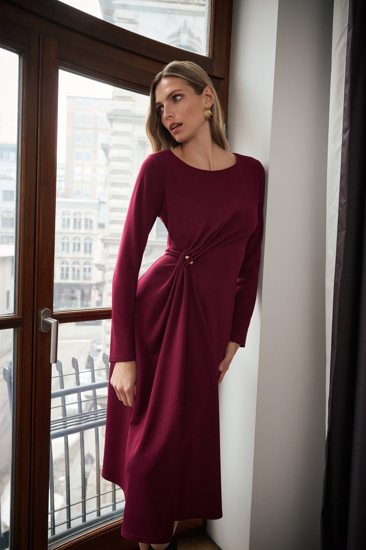 JOSEPH RIBKOFF WINE DRESS 263178 4539 226