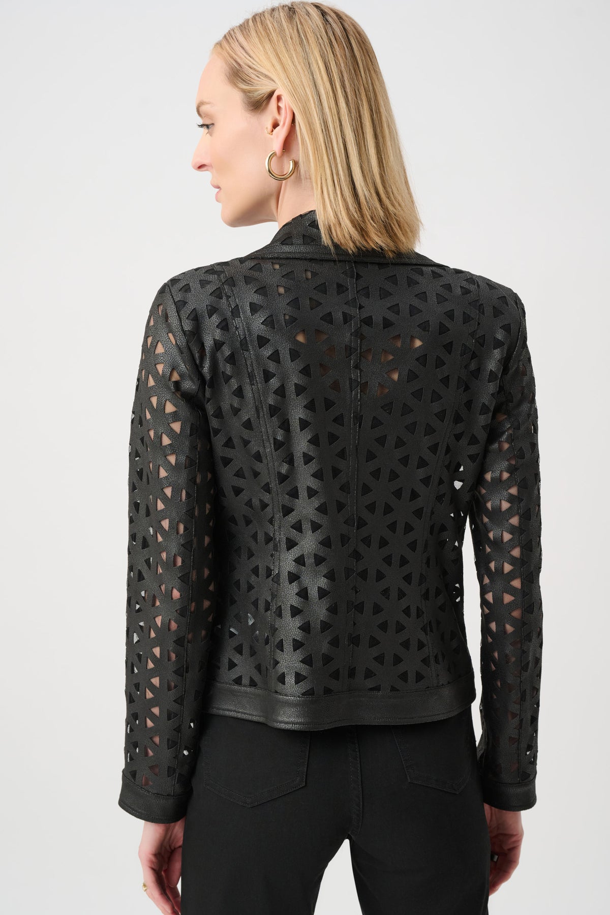JOSEPH RIBKOFF BLACK FAUX SUEDE AND MESH JACKET 263910 11 226