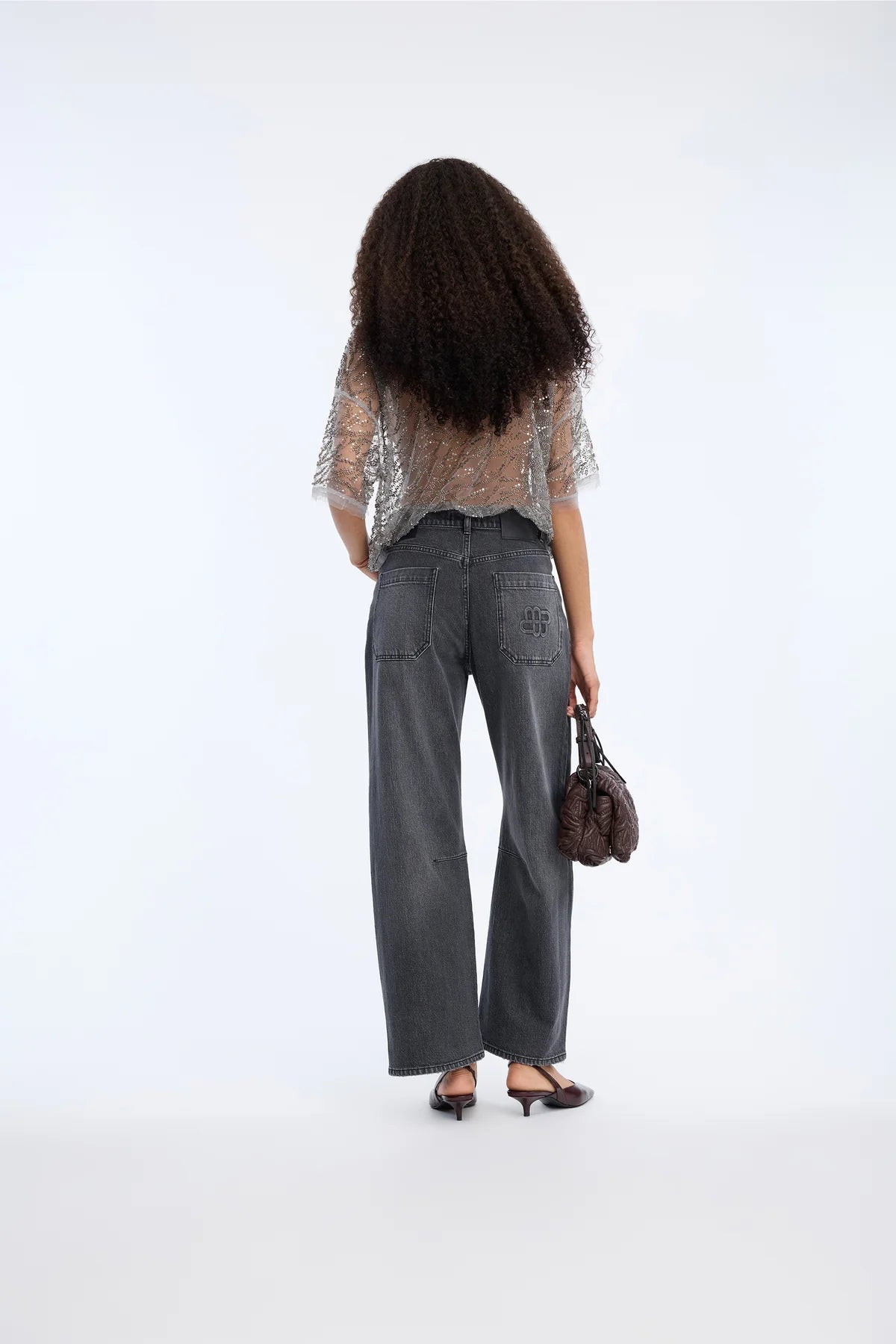 MUNTHE BLACK DENIM BARRELL LEG JEANS BOHDI 226