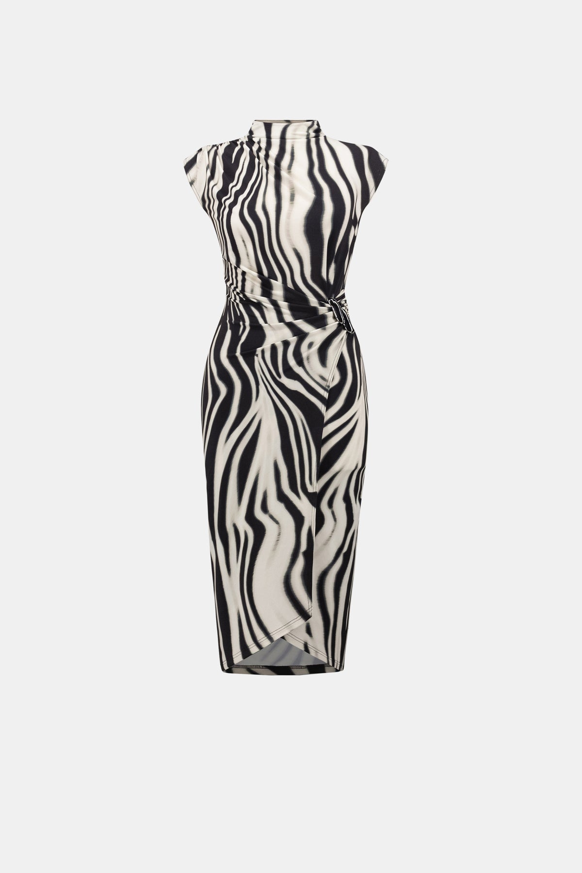 JOSEPH RIBKOFF BLACK WHITE FUNNEL NECK DRESS 264051 511 226