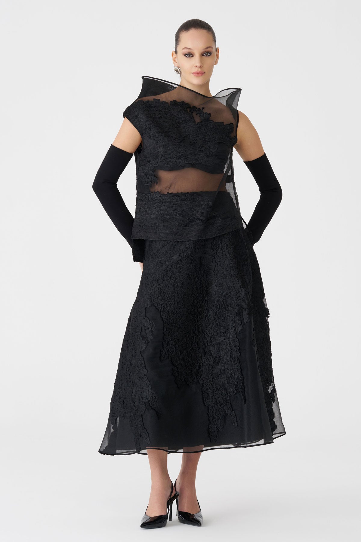 BIZE BLACK ORGANZA TOP BK8024 226