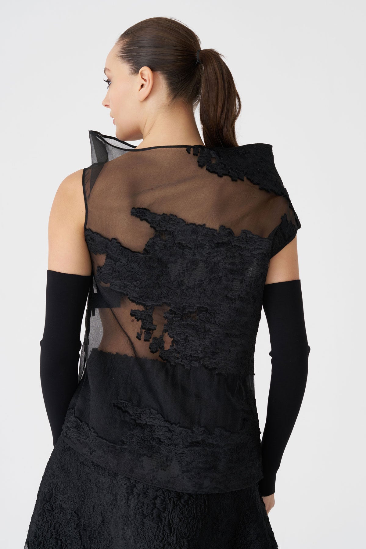 BIZE BLACK ORGANZA TOP BK8024 226