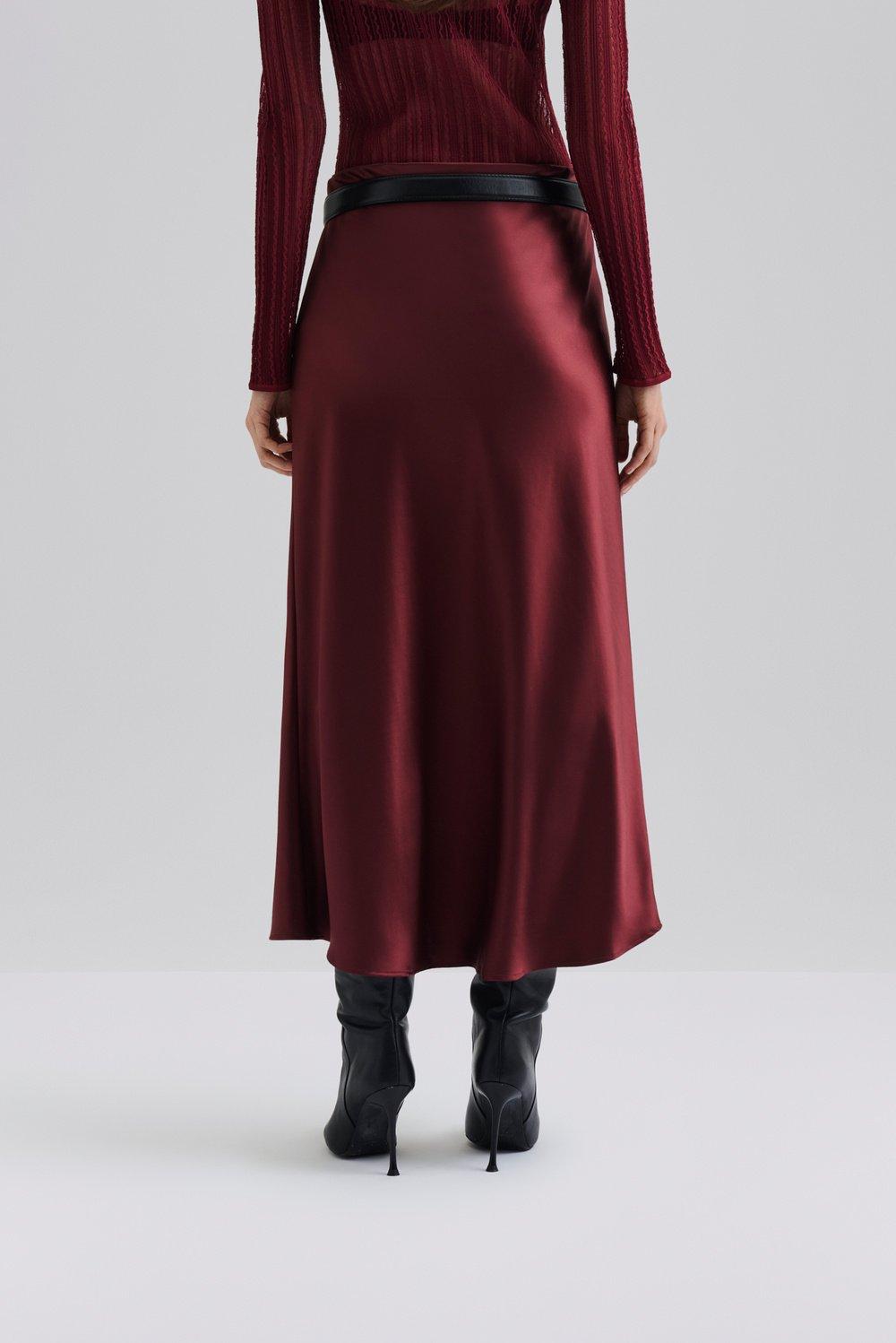 MALINA AUBREE WINE SATIN BOW SKIRT 225