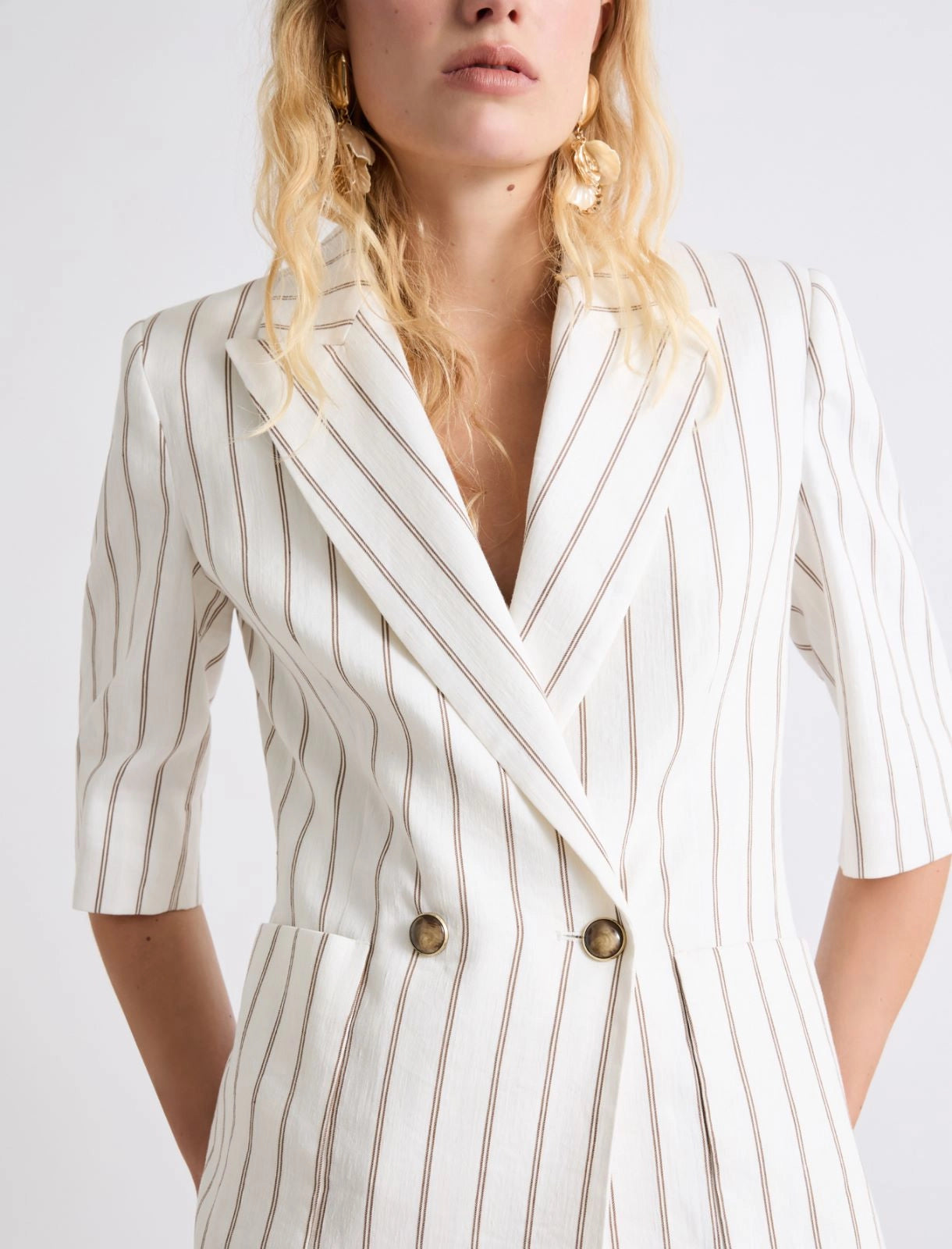 MARELLA WHITE STRIPE SHORT SLEEVE JACKET MLGONDOLA 126