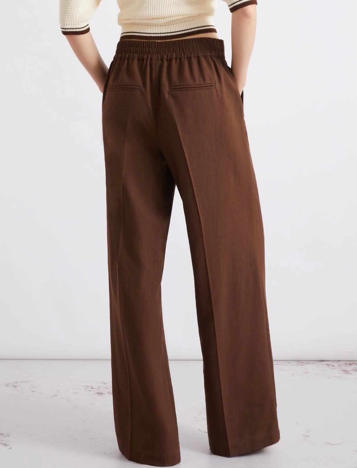 MARELLA BROWN LINEN TROUSERS MLSTRAGA 126