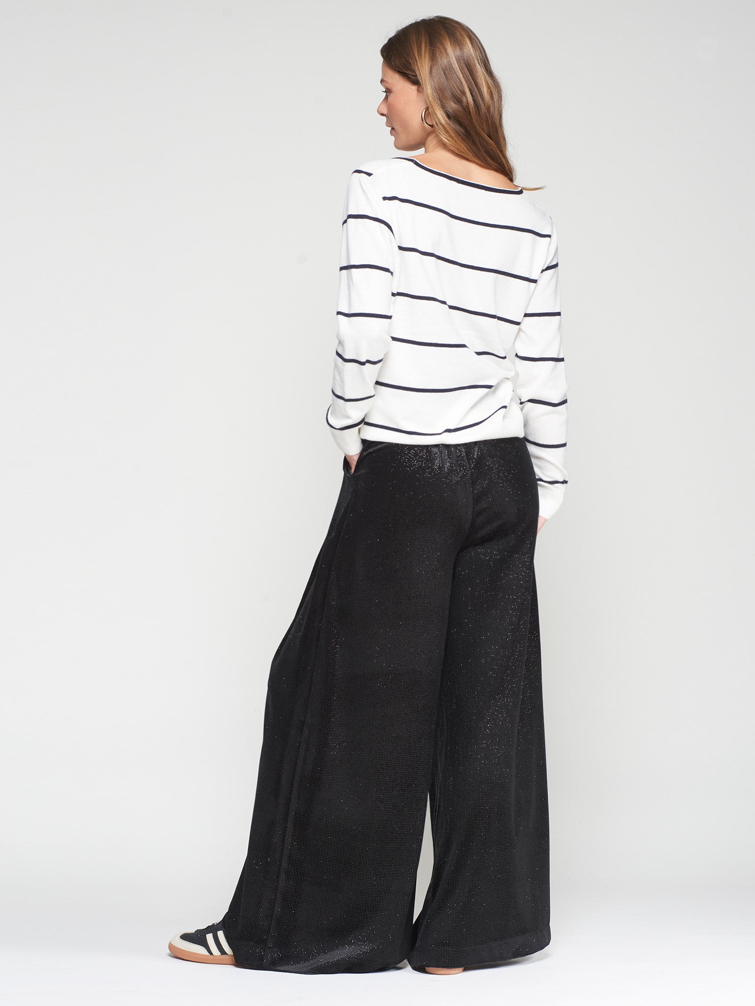 VILAGALLO BLACK VELVET SEQUIN TROUSERS 32654 225