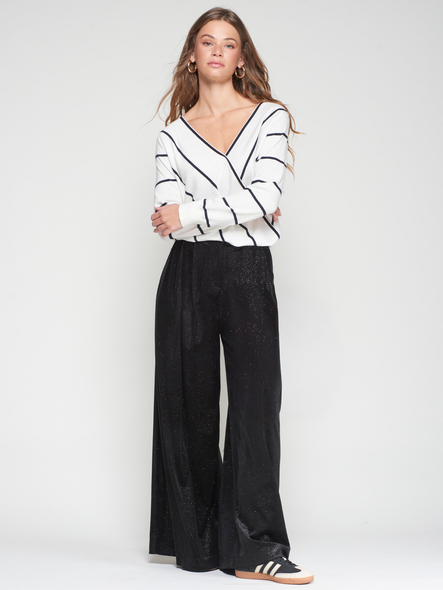 VILAGALLO BLACK VELVET SEQUIN TROUSERS 32654 225
